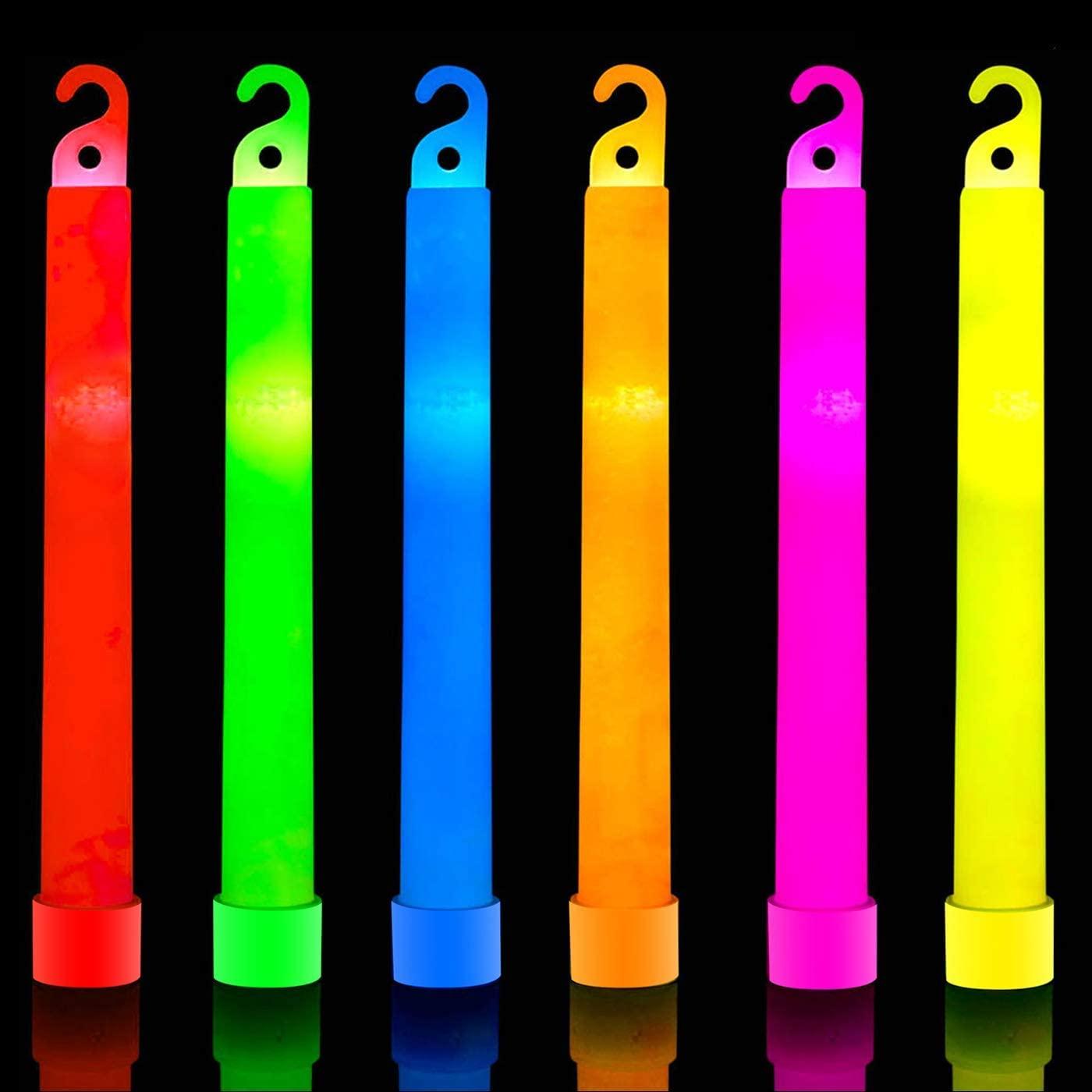 HSGUS 32 PCS Ultra Bright 6 Inch Glow Sticks - Emergency Bright Chem Glow Sticks with 12 Hour Duration - Camping, Hiking Glow Stick Lights - for Parties and Kids Activities - Blackout Or Storm Ready Use