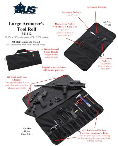 US PeaceKeeper Products US PeaceKeeper Products P21112 - Large Armorer\'s Tool Roll - Heavy-Duty Water-Resistant Fabric - Easy to Transport - Lifetime Warranty - Black