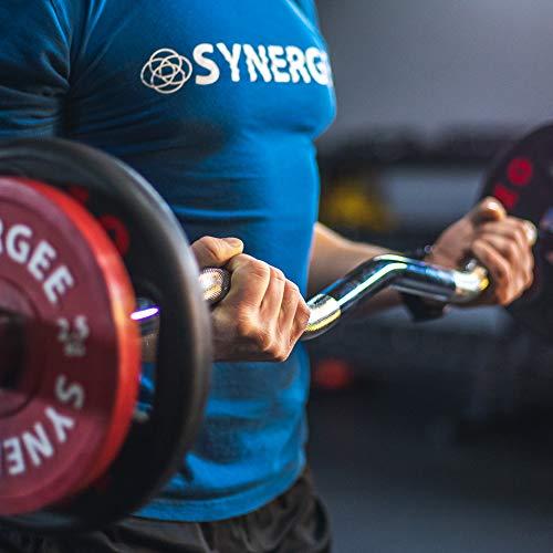 Synergee Synergee Commercial EZ Curl Olympic Bar Chrome Sleeves and Black Phosphate Shaft Excellent for Bicep Curls and Triceps Extensions