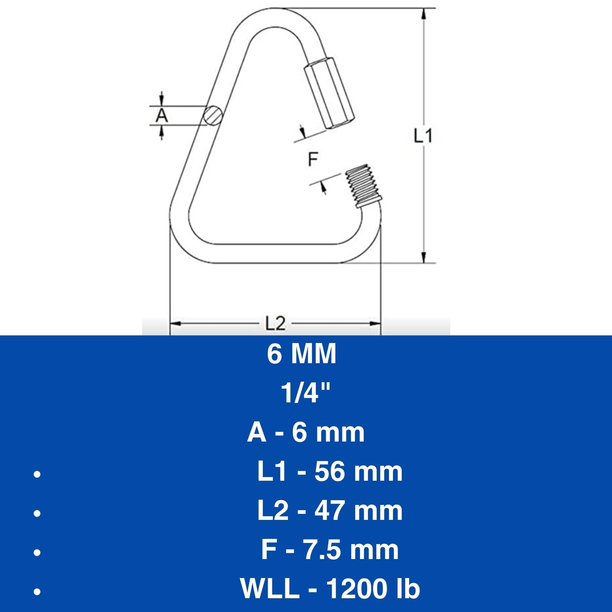 MarineNow MarineNow 316 Stainless Steel Delta Quick Link Marine Grade Triangle Choose Size and Quantity (05-Pack, 06 mm (1/4\"))
