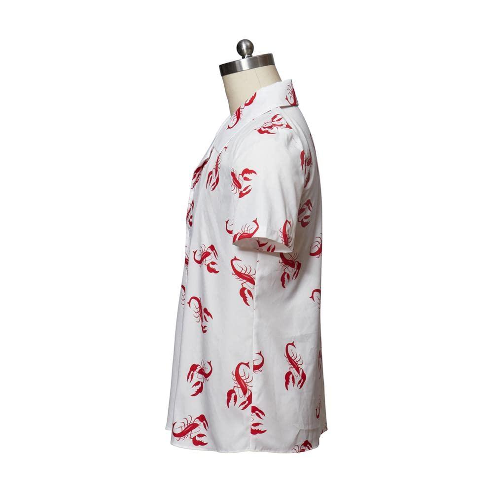 MyheroCos Men's Kramer Seinfeld Lobster Shirt Button-Up White Shirt Casual Shirt Top-XL