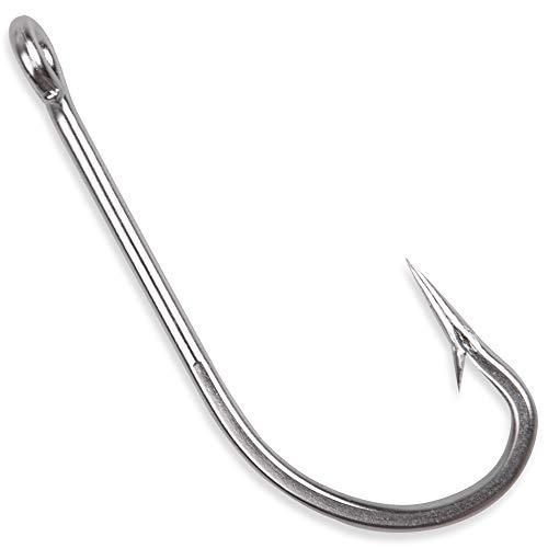 OROOTL Stainless Steel Saltwater Fishing Hooks - 50pcs 34007 O\'shaughnessy Hooks Forged Long Shank J Fishing Hooks Extra Strong Metal Fish Hooks Size 1/0-10/0