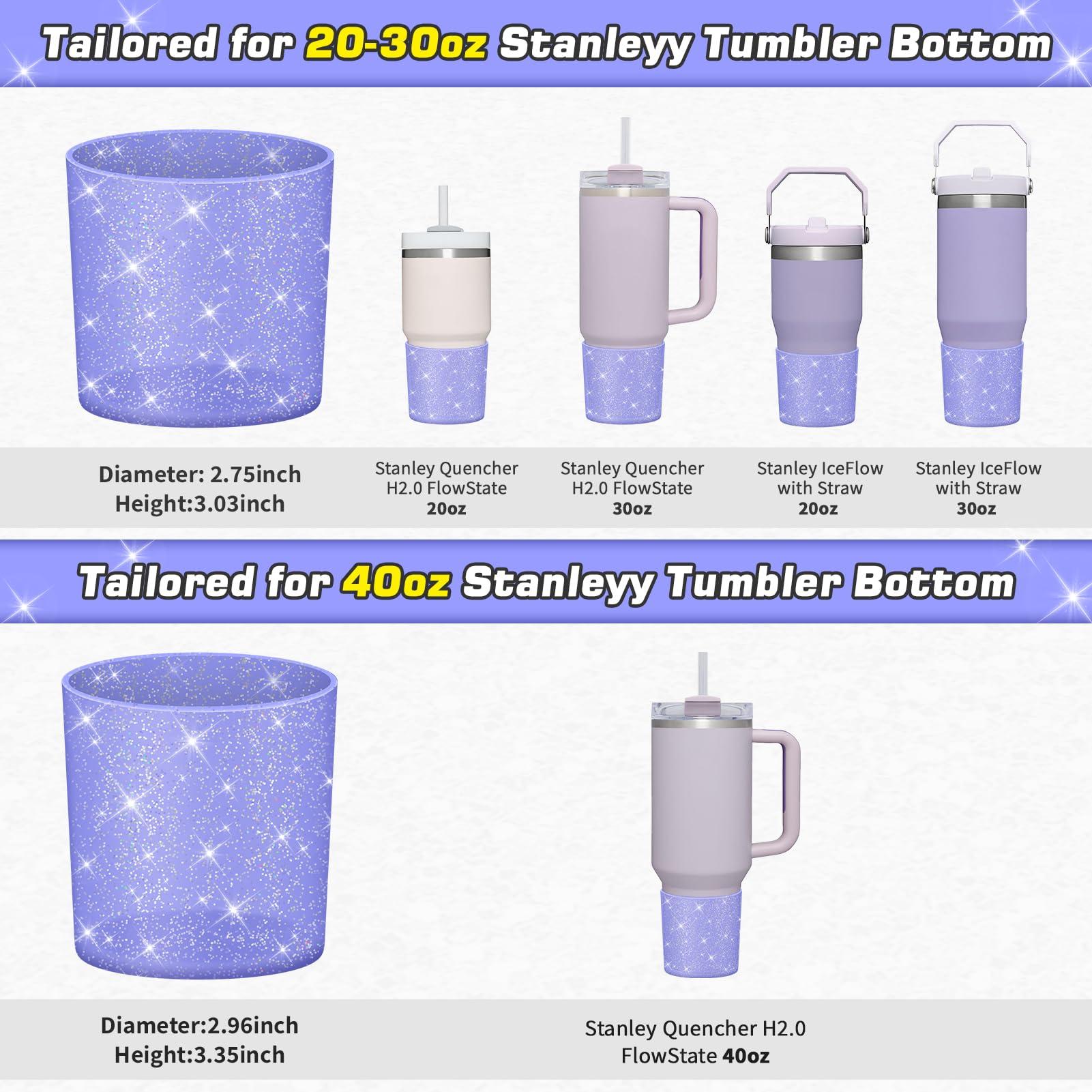 WUQID WUQID Glitter Higher Silicone Boot Compatible with Stanley Quencher H2.0 40oz 30oz 20oz & IceFlow Flip 30oz 20oz, Tumbler Cups Anti-Slip Bottom Sleeve Cover
