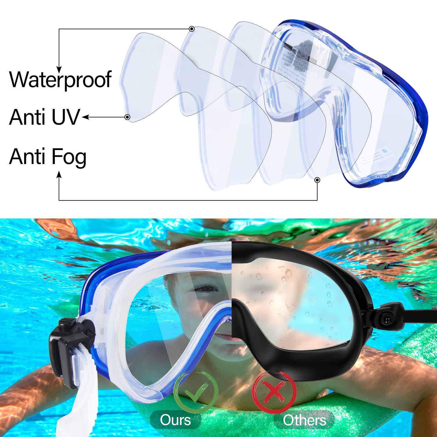 Peicees Peicees Swimming Goggles with Nose Cover for Kids, Youth Anti Fog Swim Goggles Snorkel Diving Mask for Boys Girls