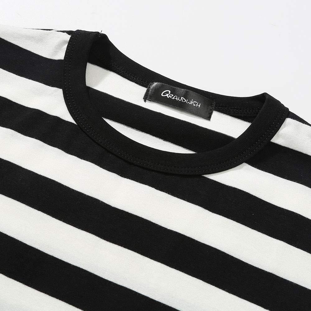GRANDWISH Boys Black and White Striped T-Shirt, Short Sleeve Crewneck Tees Top Shirt Size 3T