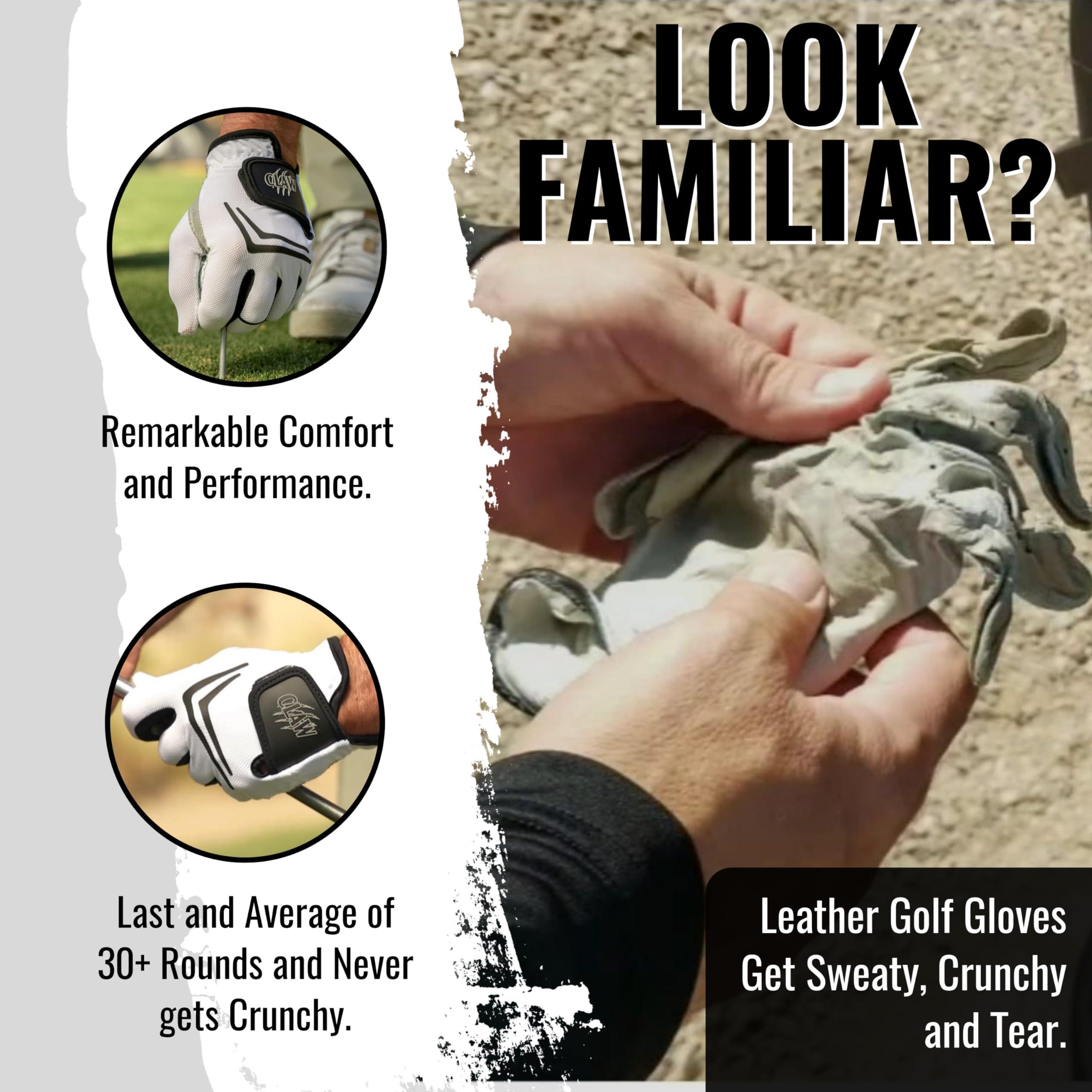 CaddyDaddy CADDYDADDY Claw Golf Gloves for Men | Flex-Mesh Design for Cool Ventilation | Lasts 3-5 Times Longer than Leather | Silicone-Web Coating for Maximum Grip | 100% Machine-Washable | WHITE | LH-CADET MED