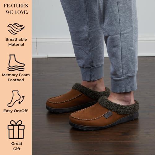 Dearfoams Dearfoams Men's Indoor/Outdoor Breathable Memory Foam Clog Offered in Wide Widths, Chestnut, Medium