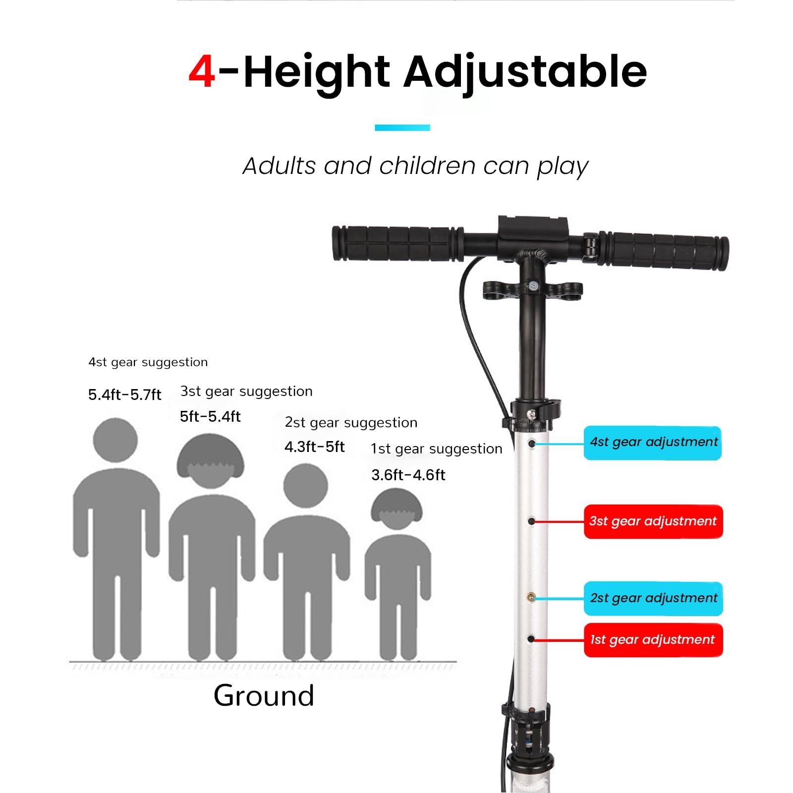 GLDDFDG GLDDFDG Kick Scooter for Kids Ages 8-12 & Scooter for Teens 12 Years and Up-Dual-Brake with Dual Shock-Absorbing-2 Wheel Scooter for Boys & Girls-Foldable Kick Scooter Adult-Up to 300 Lbs,Black