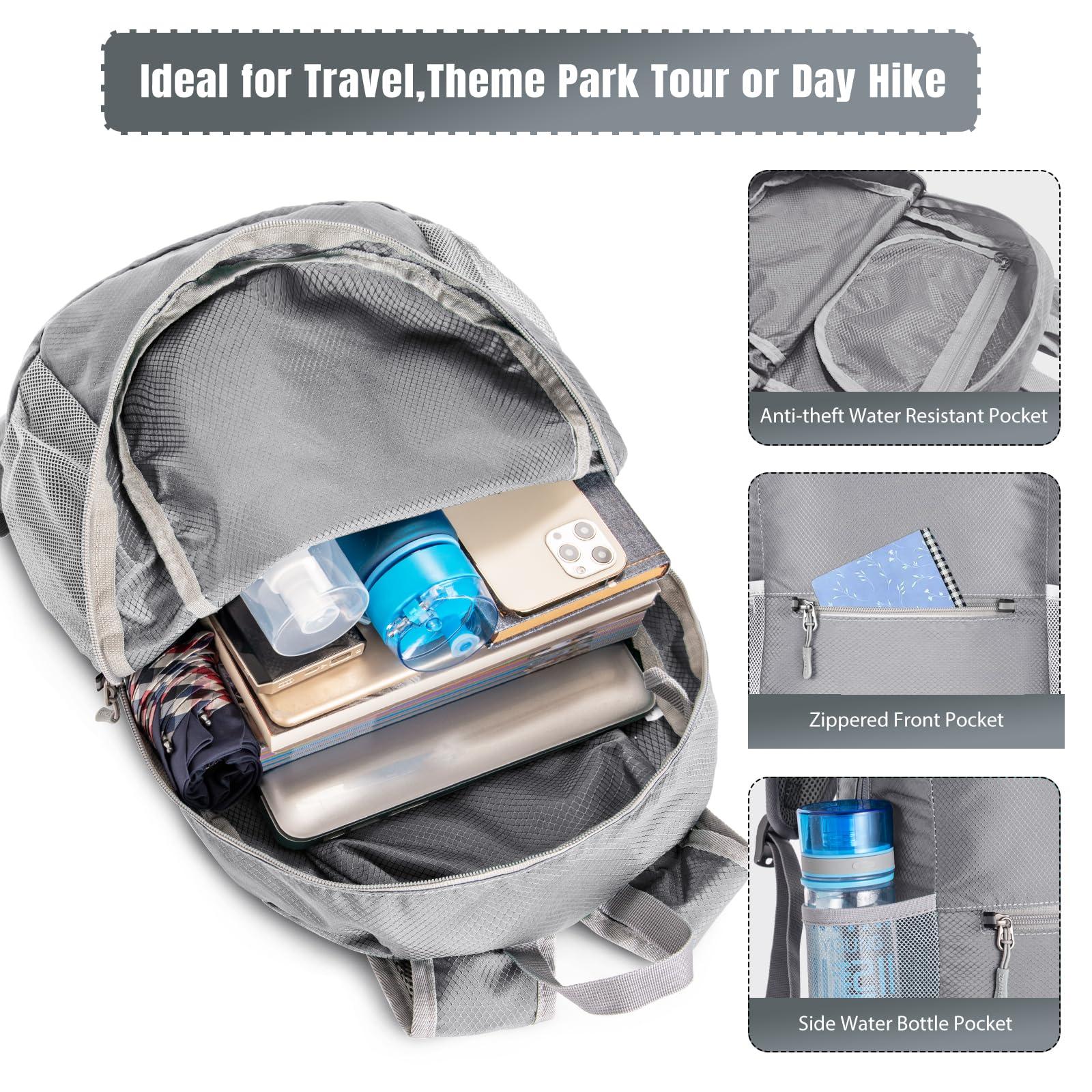 ZOMAKE ZOMAKE Ultra Lightweight Hiking Backpack 20L, Packable Small Backpacks Water Resistant Daypack for Women Men(Silver Gray)