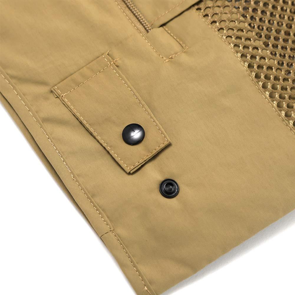 Ziker Ziker Men's Mesh Breathable Openwork Camouflage Journalist Photographer Fishing Vest Waistcoat Jacket Coat (as1, alpha, l, regular, regular, Khaki02)