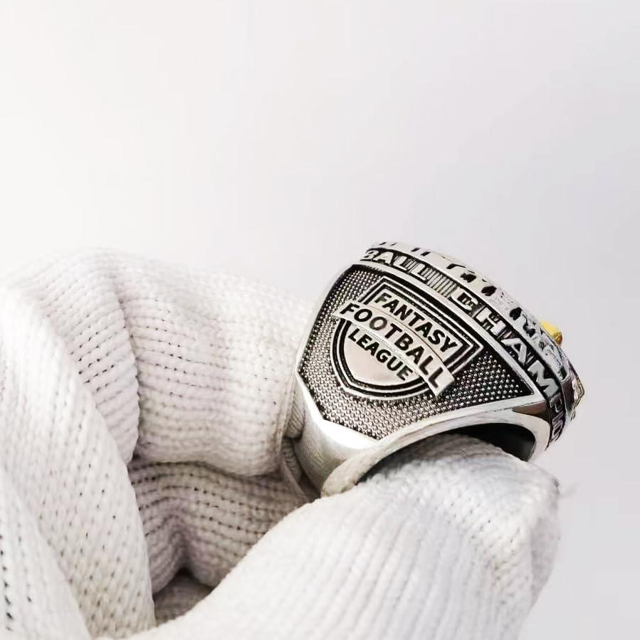 noblehead noblehead Fantasy Football Ring 2023 | Heavy FFL Champion Ring | Gold Silver Tone Plated Award Trophy for Fantasy Football League Winner (size 14)