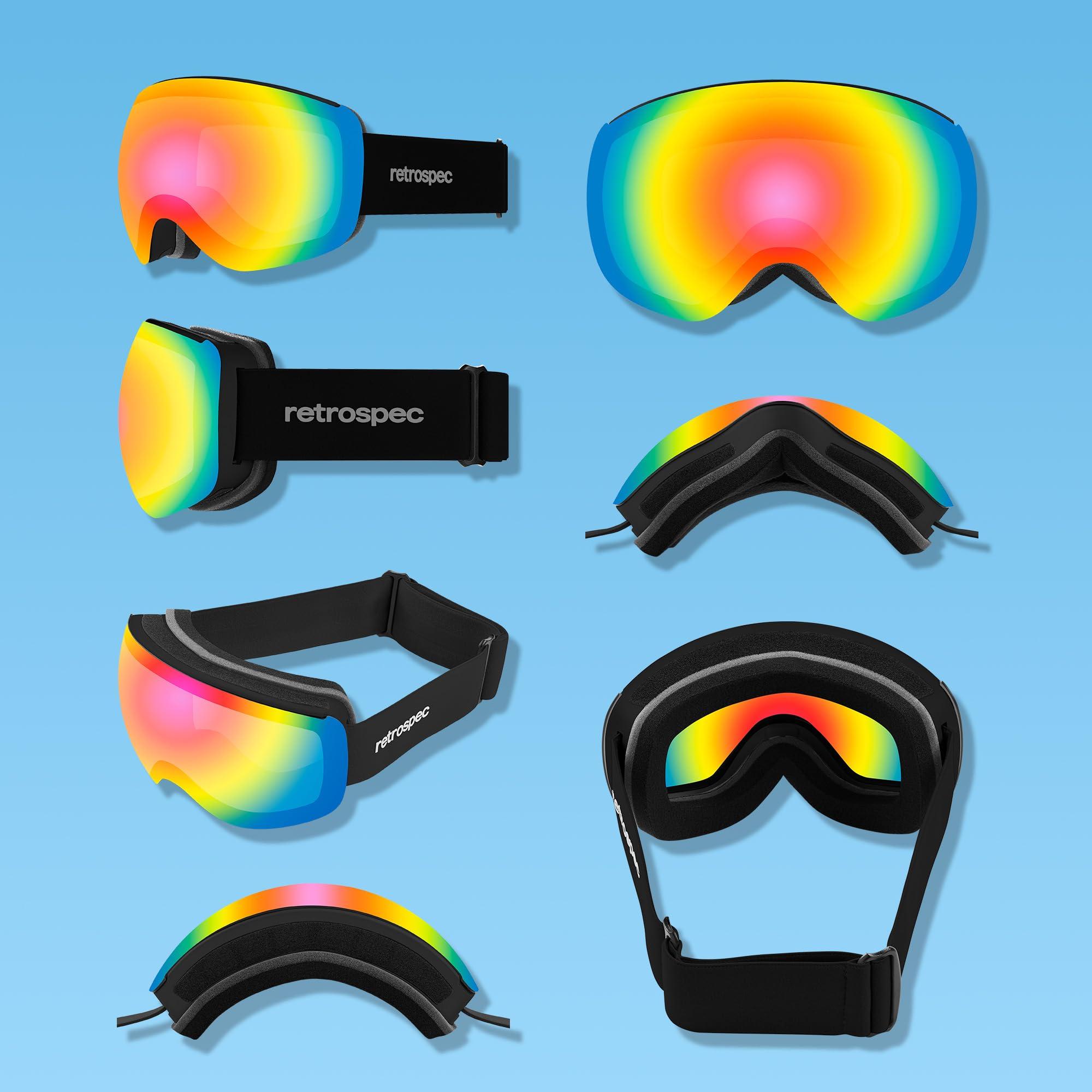Retrospec Retrospec Traverse Plus Ski & Snowboard Snow Goggles for Men and Women with Spherical Interchangeable Magnetic Lens, Anti-Fog and OTG Design, 100% UV Protection for Skiing and Snowboarding
