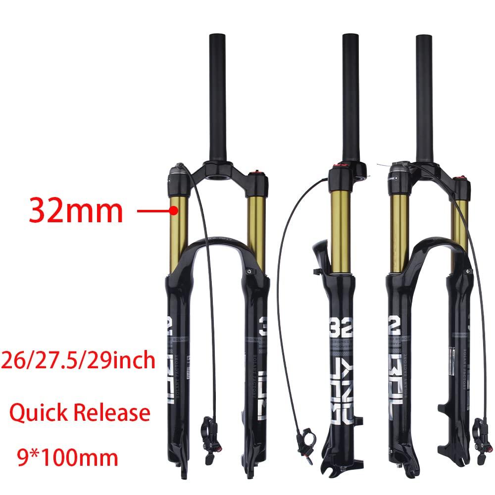 BOLANY BOLANY Bike Suspension Fork MTB Bicycle Magnesium Alloy Suspension Front Fork 26/27.5/29 inch, Straight Steerer and Tapered Steerer Air Fork (Manual Lockout - Remote Lockout)