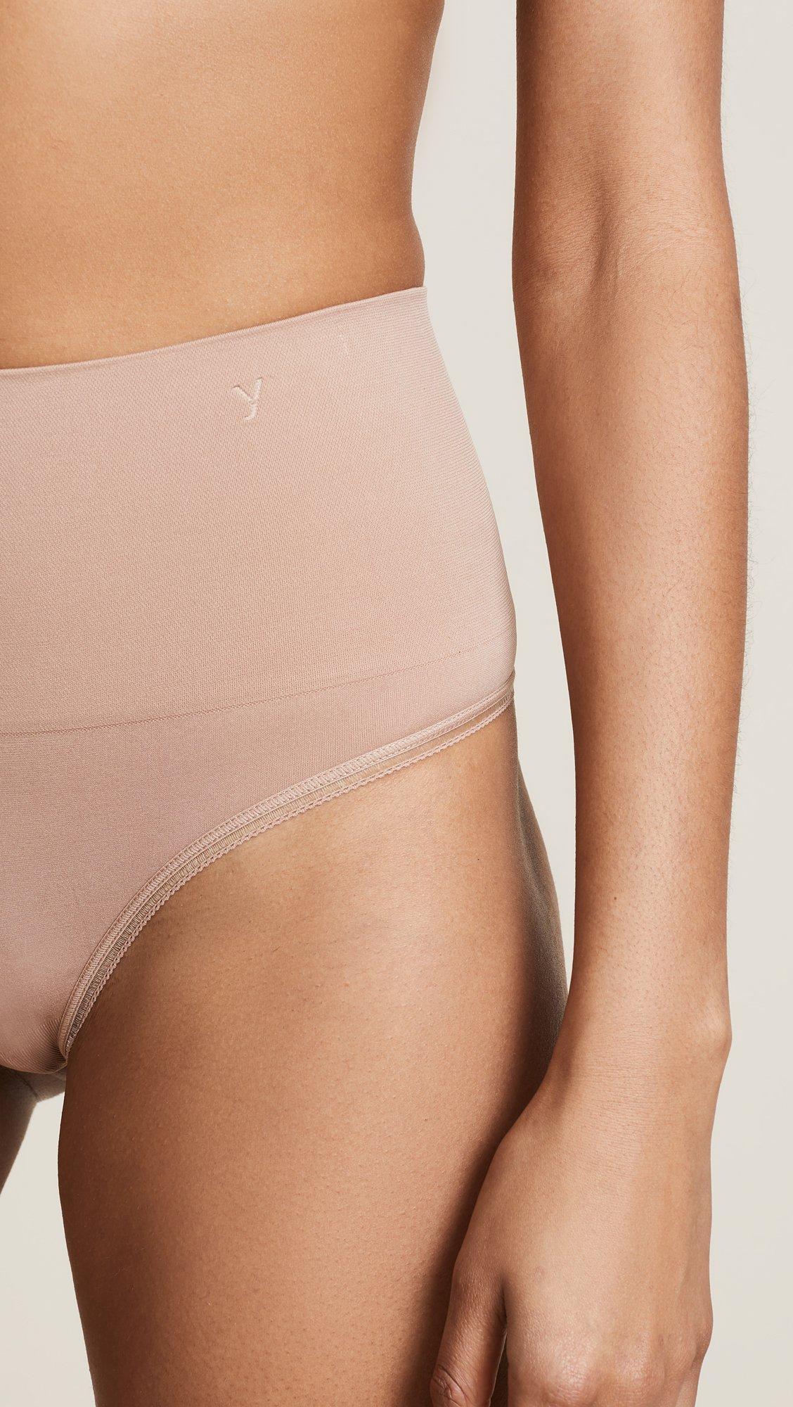 Yummie Yummie womens Ultralight Seamless Shapewear Thong Panties, Almond, Medium-Large US