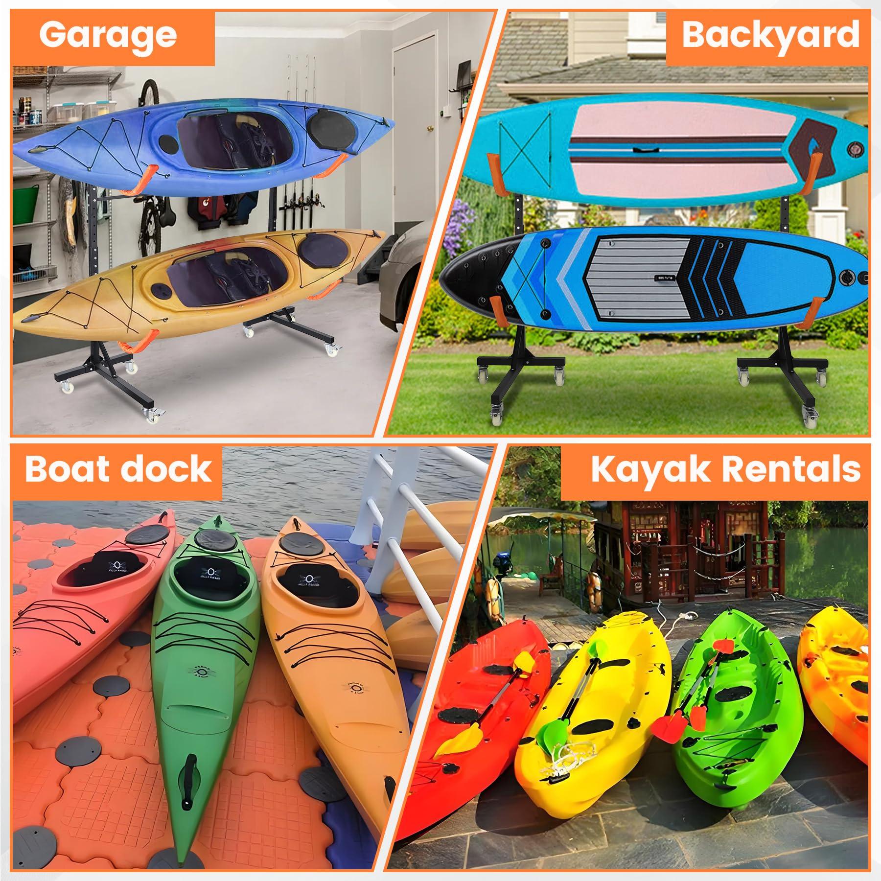 Neorexon Neorexon Freestanding Kayak Storage Rack, Kayak Racks for Outdoor Storage 2 Kayak, Kayak Stand Heavy Duty Storage for Kayaks, Canoes, SUP and Surfboards