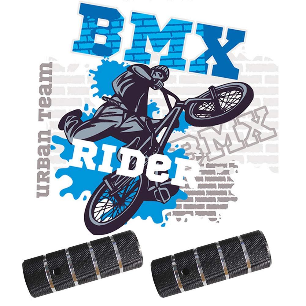 WADEKING WHW WADEKING WHW Bike Pegs 4.3\" Length,Suitable for 14mm Axles, Freestyle BMX Bicycles,Durable and Stylish Non-Slip (Black 1)