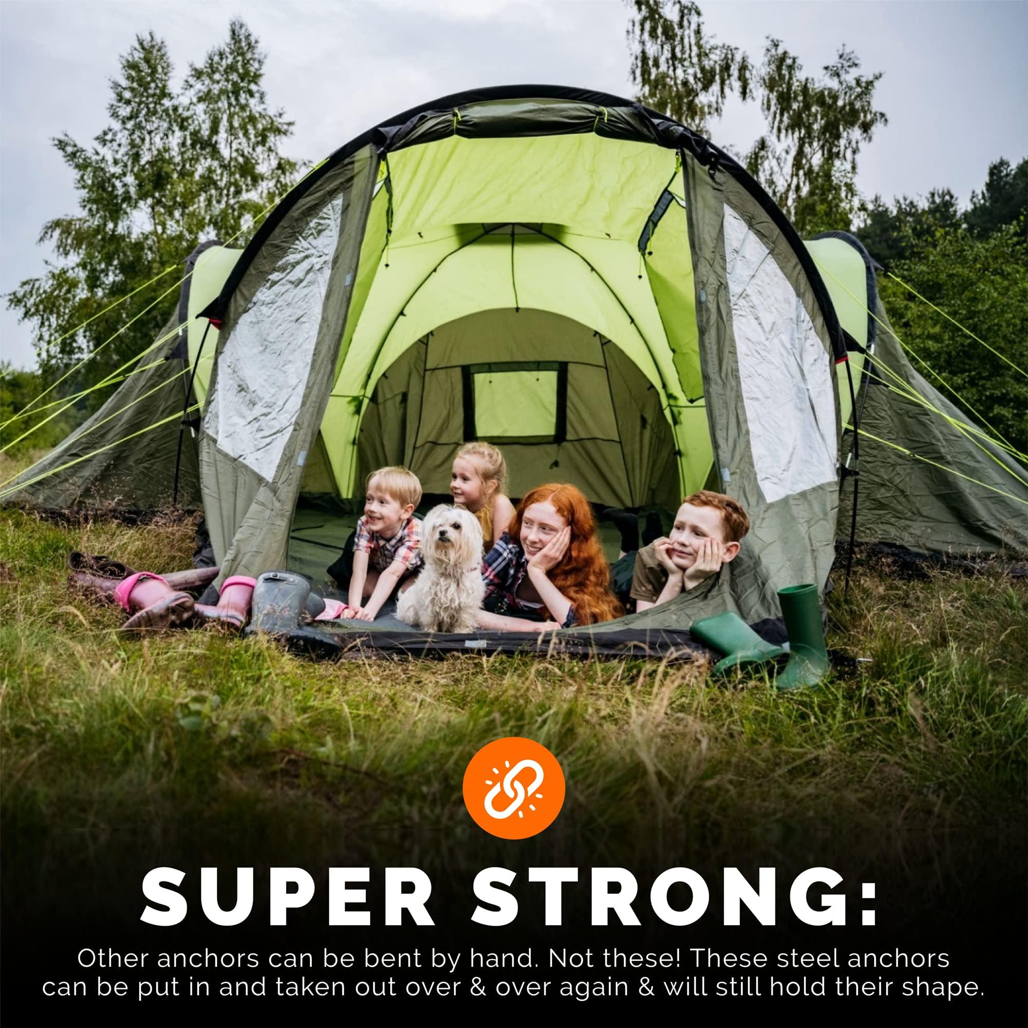 MightyPhine Ground Anchors Screw in - 12\" Set of 16 with Drill Bit - Earth Anchors - Ground Stakes Heavy Duty - Mobile Home Anchors - Shed Anchor Kit - Swing Set Anchors - Tree Stakes - Awning Canopy Anchor