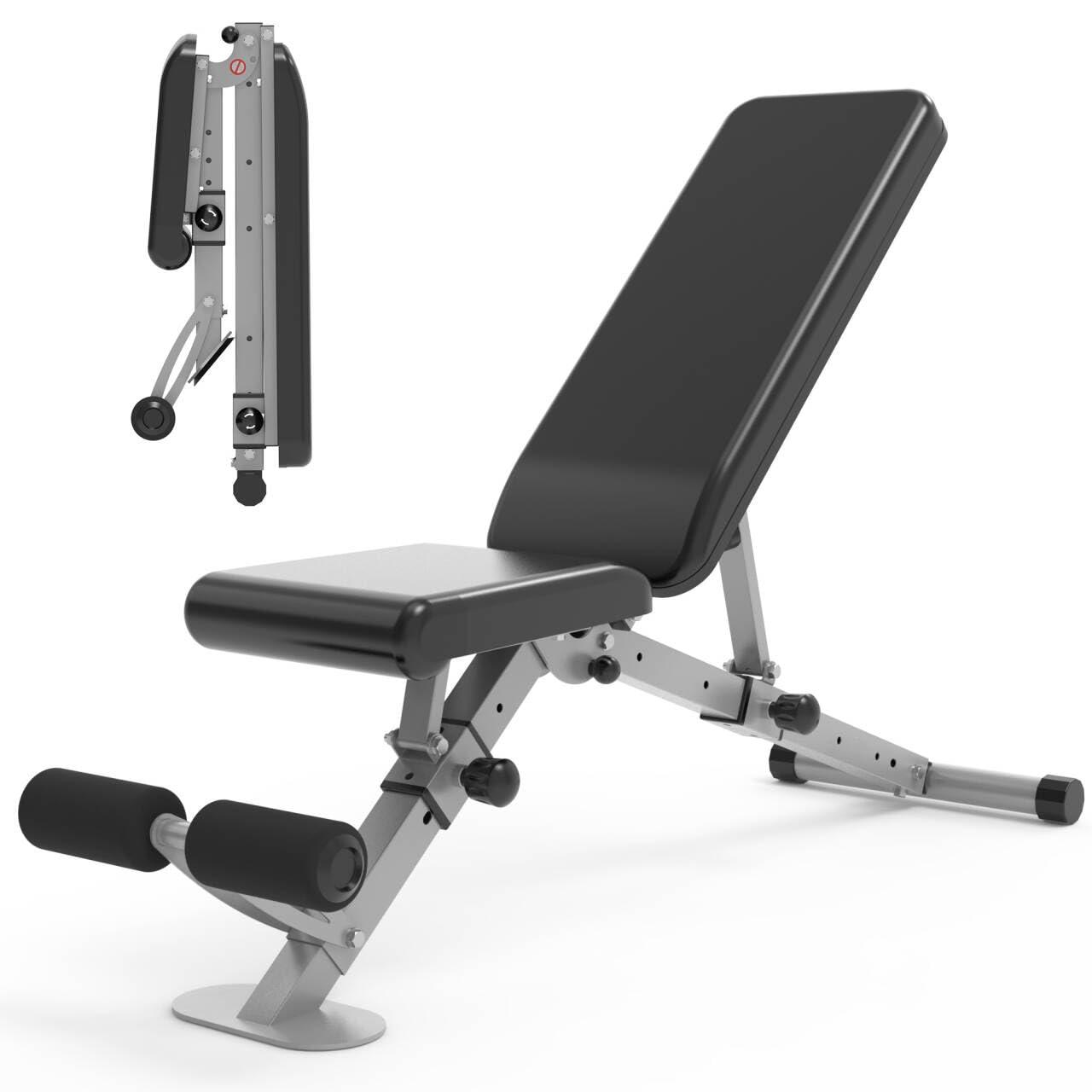 leikefitness leikefitness Adjustable Weight Bench Foldable Workout Exercise Bench with Automatic Lock for Upright Incline Decline and Flat Full Body Exercise (GM5810(BLACK))