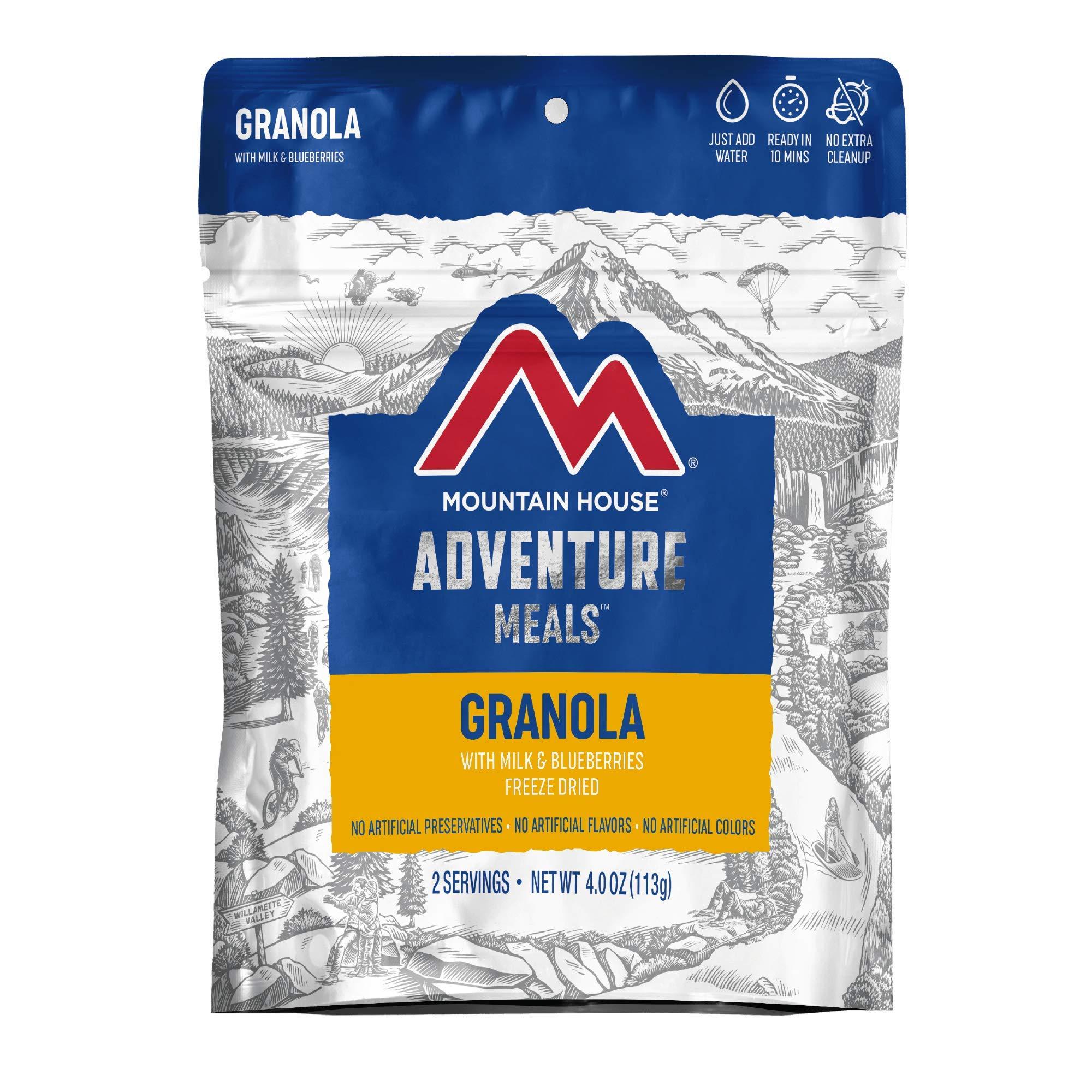 Mountain House Mountain House Granola with Milk & Blueberries | Freeze Dried Backpacking & Camping Food | 6-Pack (0055450) & Classic Spaghetti with Meat Sauce | Freeze Dried Backpacking & Camping Food |2 Servings