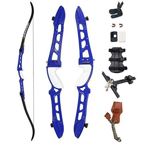 SinoArt SinoArt 68\" Metal Riser Takedown Recurve Bow Adult Archery Competition Athletic Bow Weights 20-36Lbs Right Handed Archery Kit (36Lbs, Blue)