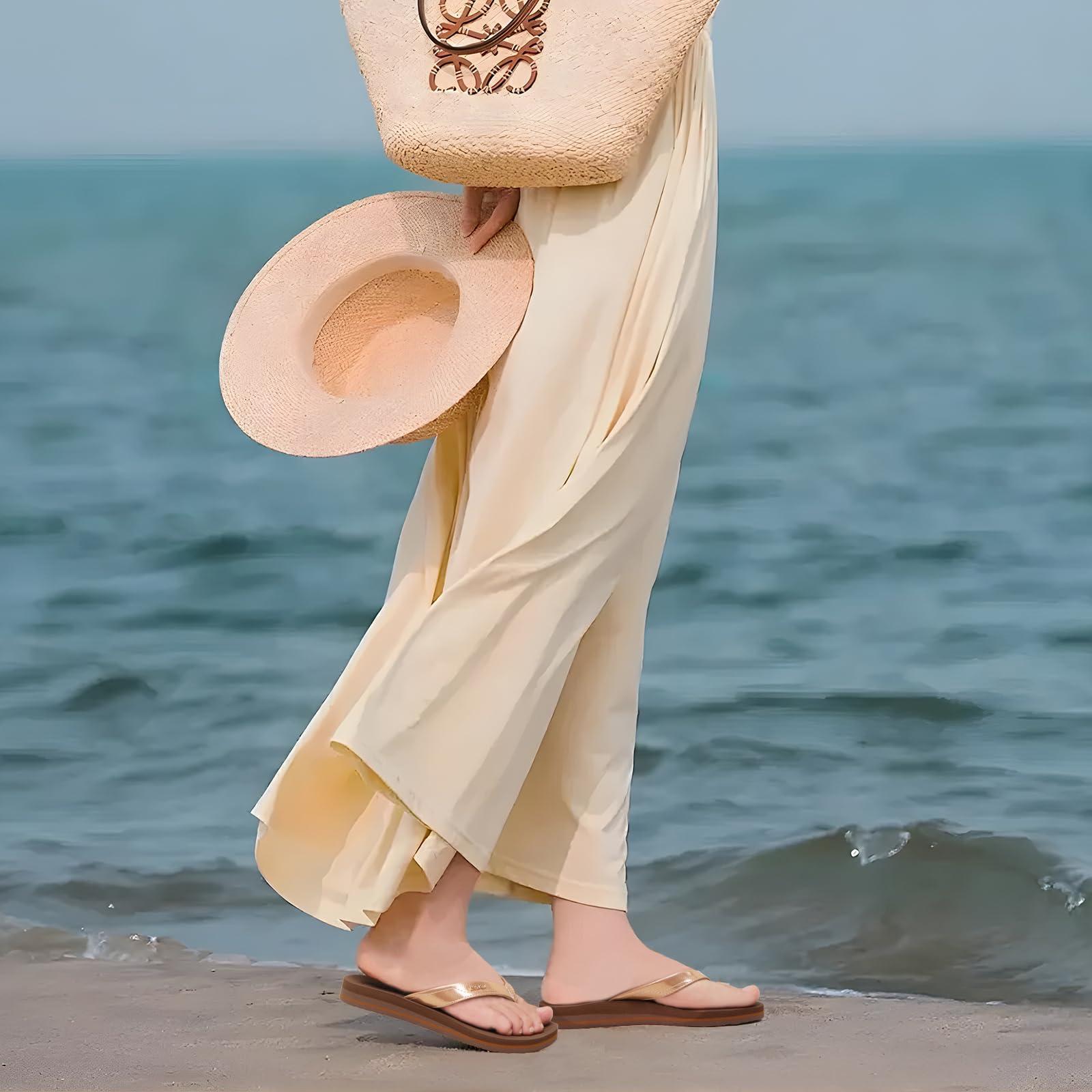 ONCAI ONCAI Women's Flip Flops Comfortable Summer Beach Thong Sandals for Women 2025 with Cushion Walking Arch Support Yoga Mat Indoor Outdoor Soles Brown Size 8