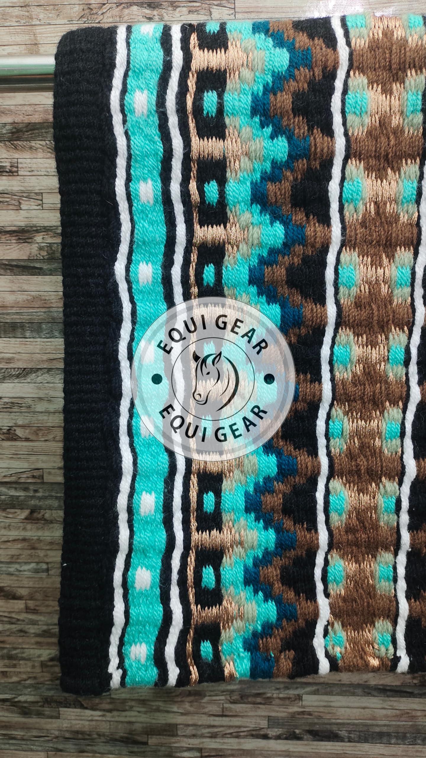 EQUIGEAR EQUIGEAR Western Show Horse Saddle Blanket New Zealand Wool Western Design Handmade Saddle Blanket Top Wool Pad Sensor Flex (Customization Available) ZB-003 (36x36)