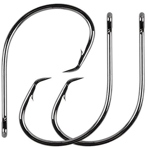 AGOOL Fishing Hooks Circle Hooks Saltwater, 50/150pcs in-line Circle Hooks High Carbon Steel Fish Hooks Straight Eye Barbed Point Catfish Hooks Octopus Hooks for Freshwater Saltwater Fishing