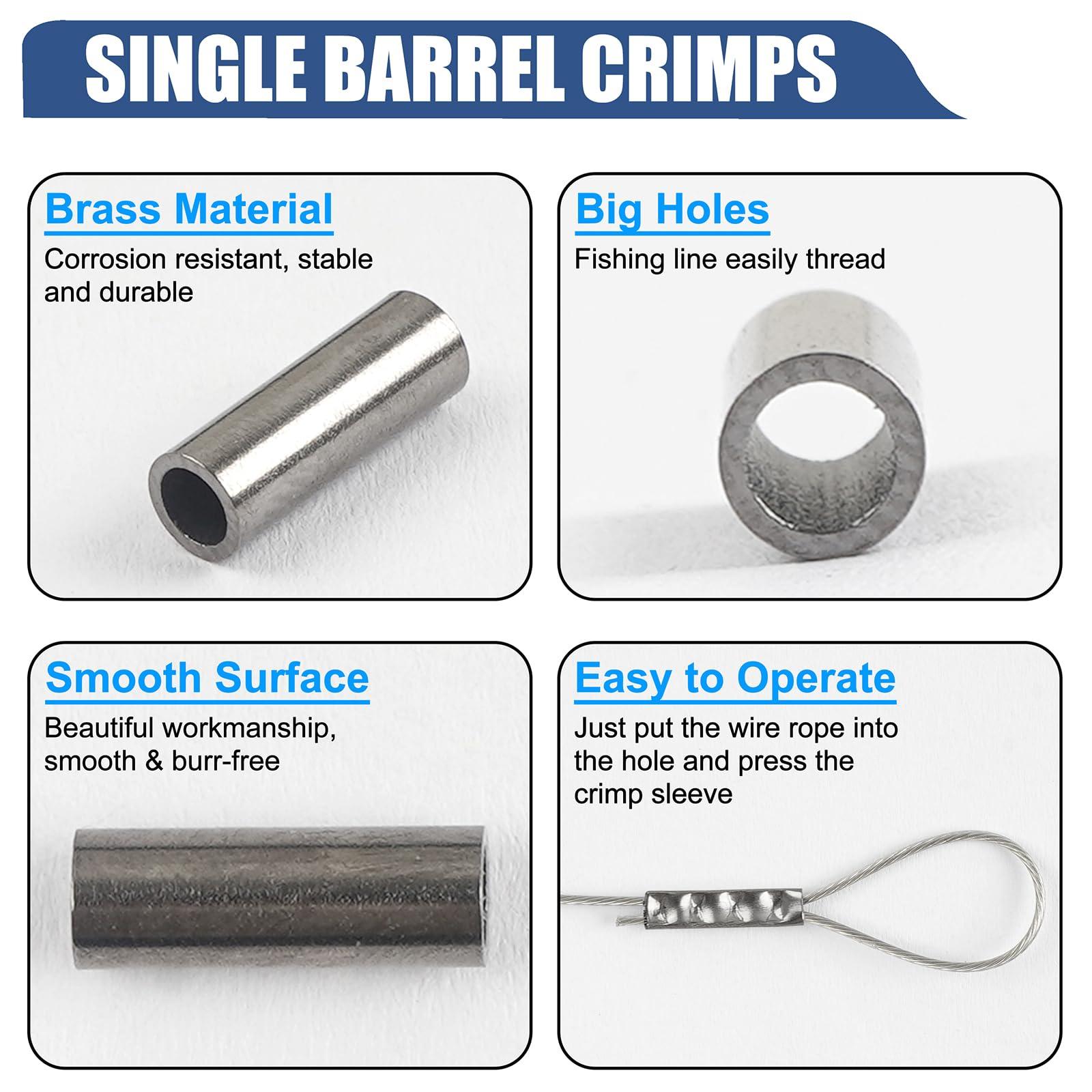 JSHANMEI JSHANMEI Fishing Crimp Sleeves Single Barrel Crimp Sleeves Brass Copper Crimping Sleeve Tubes Fishing Line Connector Fishing Wire Leader Rigs Rigging Tackle Mix Sizes 300pcs