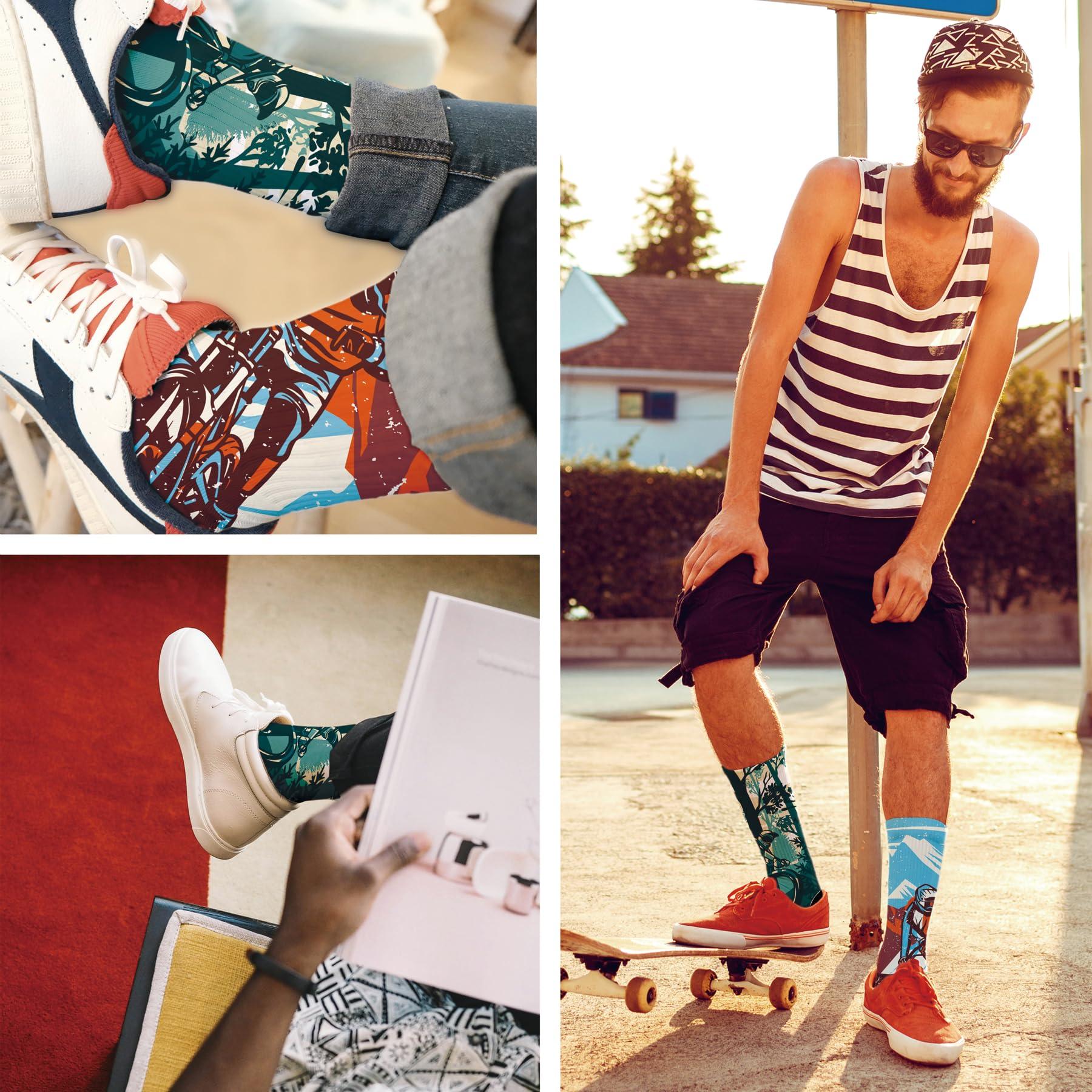 RUYICOCO RUYICOCO Mens Dress Socks Funny Idea Mountain Bike Socks Men Novelty Crew Socks - Men's Novelty Socks Eye-Mountain Biking Gifts For Men For The Modern Man.