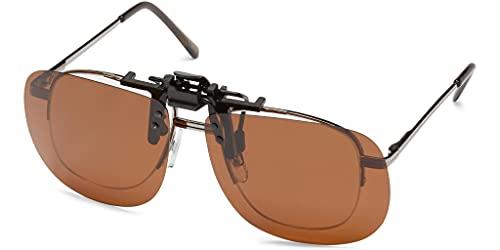 Fisherman Eyewear Fisherman Eyewear 8FCO Clip On Original Black Square Frame Polarized Sunglasses (Brown Lens)