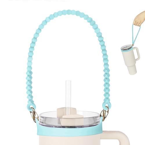 VIKIZUES VIKIZUES Water Bottle Handle - Soft Silicone Water Bottle Holder, Sling, Lanyard, Carrier with Strap - Fits Most 8-40oz Water Bottles - Compatible Stanley Cup Accessories (Blue)
