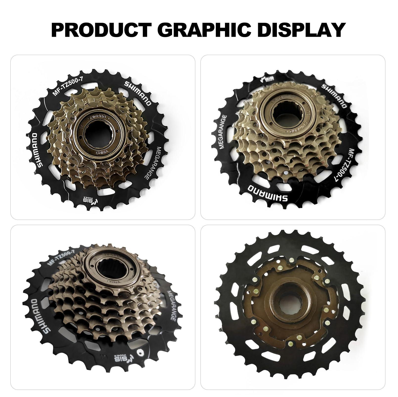 RainFlowwer RainFlowwer 7 Speed Bike Freewheel, MF-TZ500-7 Bicycle Freewheel14-34T Multiple Freewheel Cycling Replacement Part