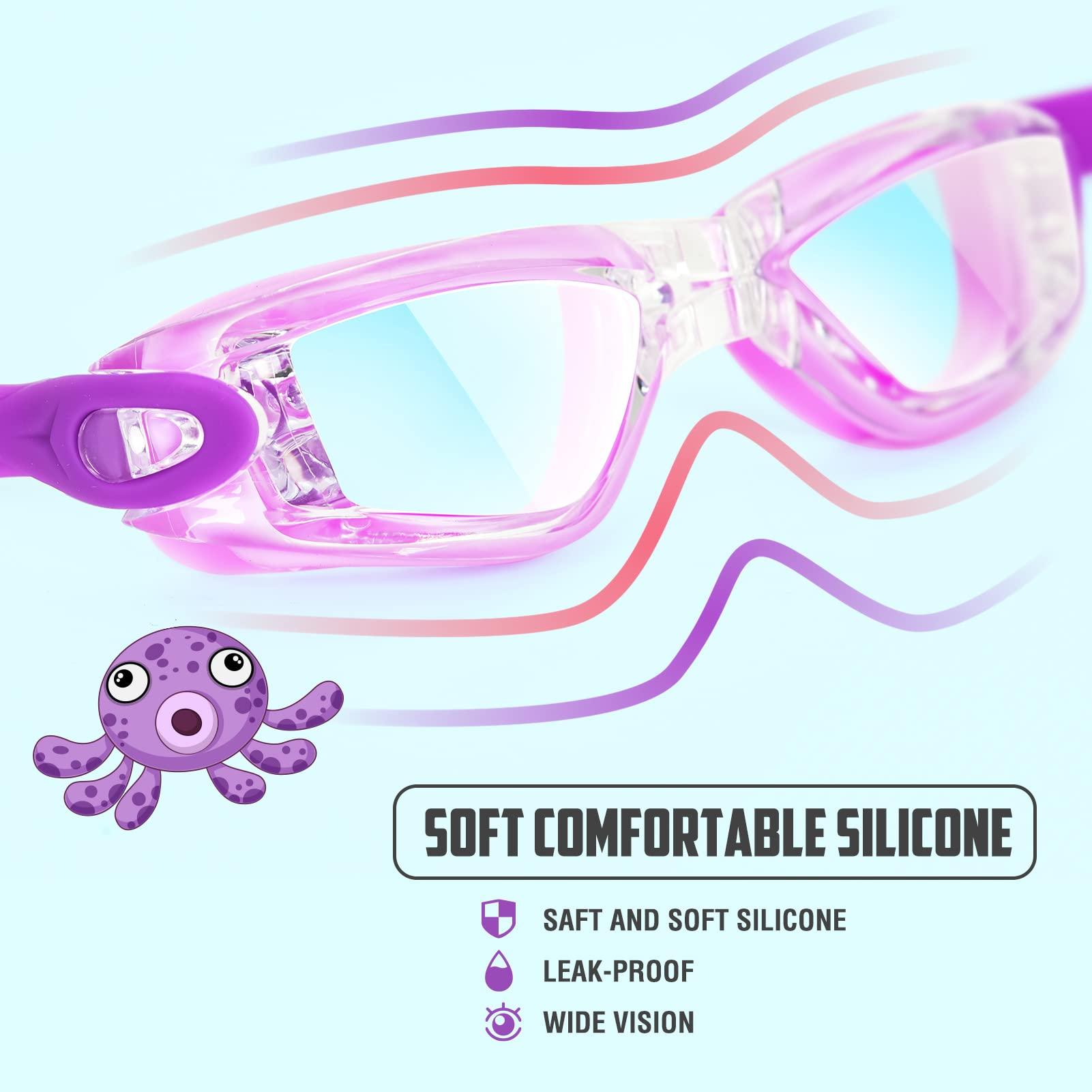 EasYoung EasYoung Kids Swim Goggles, 2-Pack Swimming Goggles for Child Teens Boys Girls 4-16, Waterproof Swim Pool Goggles
