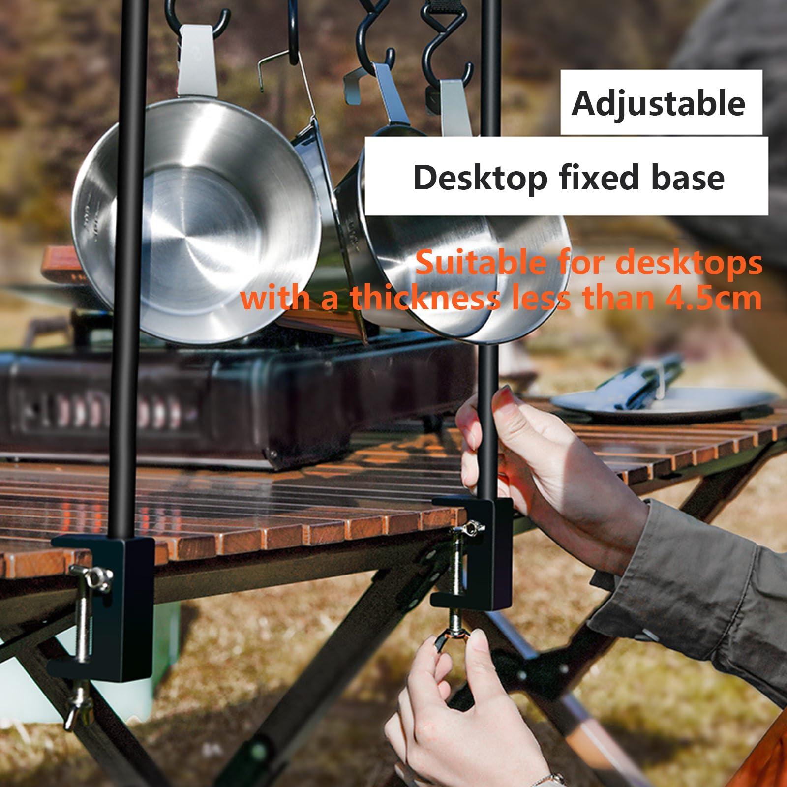 Walkervo Camping Storage Rack Multifunctional Aluminum Lightweight Folding Table Stand with Lantern Stand Portable Shelf Rack Organizer with Hooks Camping Hanging Rack for Camping Outdoor Picnic ,Double layer
