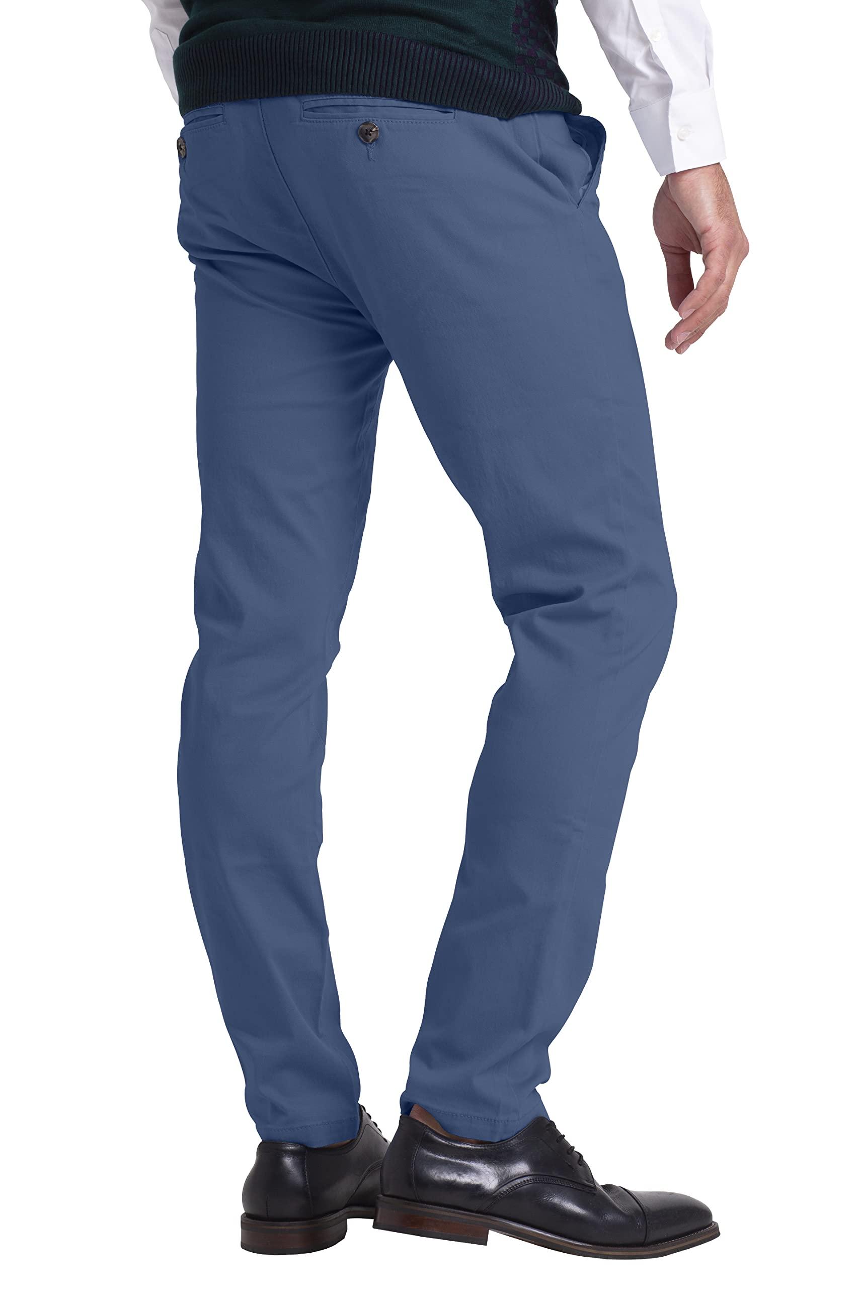 WESTACE westAce Mens Chino Pants Athletic-Fit Stretch Cotton Comfort Flat Front Casual Stretch Chino Pants All Waist 30W- 40W (Pale Blue, 34W x 34L)