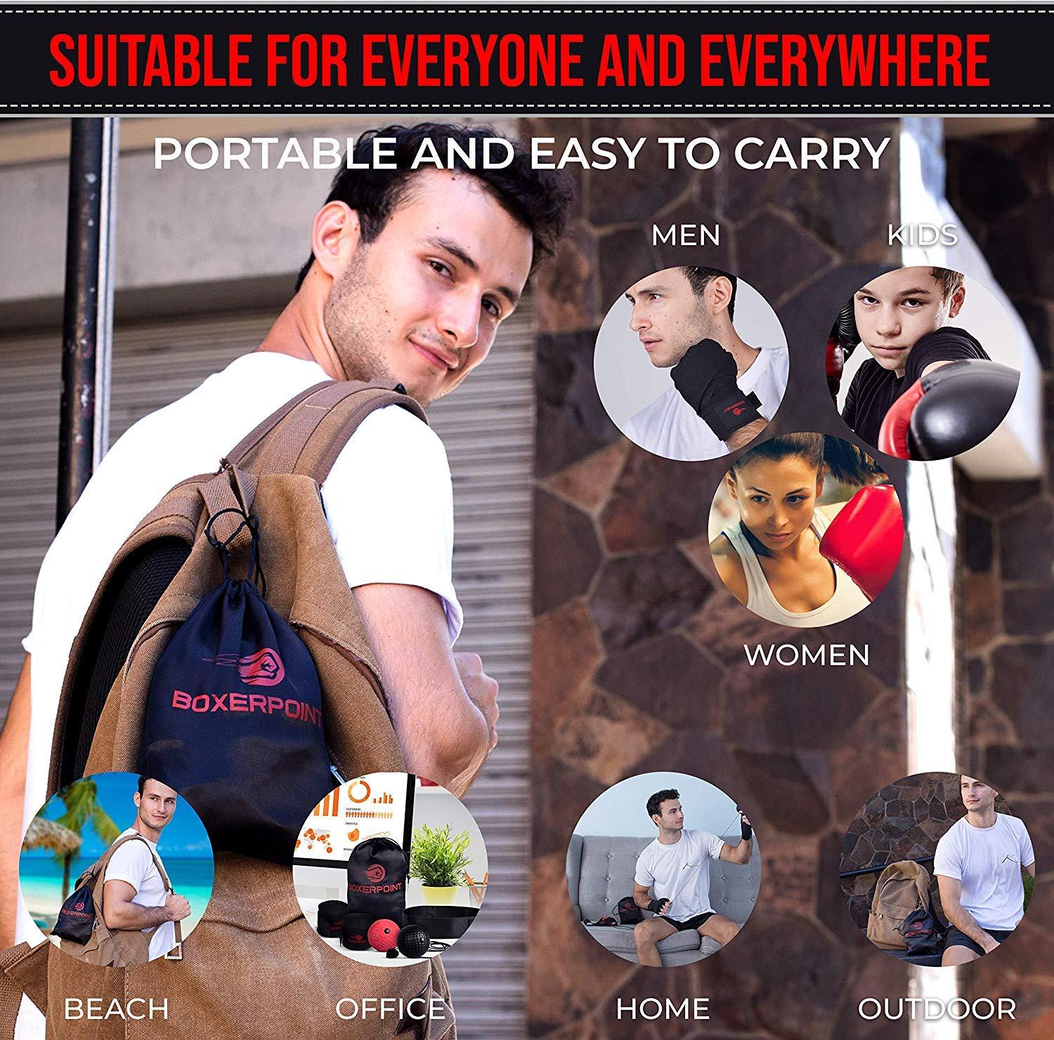 BOXERPOINT Boxerpoint Boxing Reflex Ball Boxing Ball Headband Boxing Game for Adults & Kids Hand Eye Coordination Training Boxing Equipment & MMA (Adults)