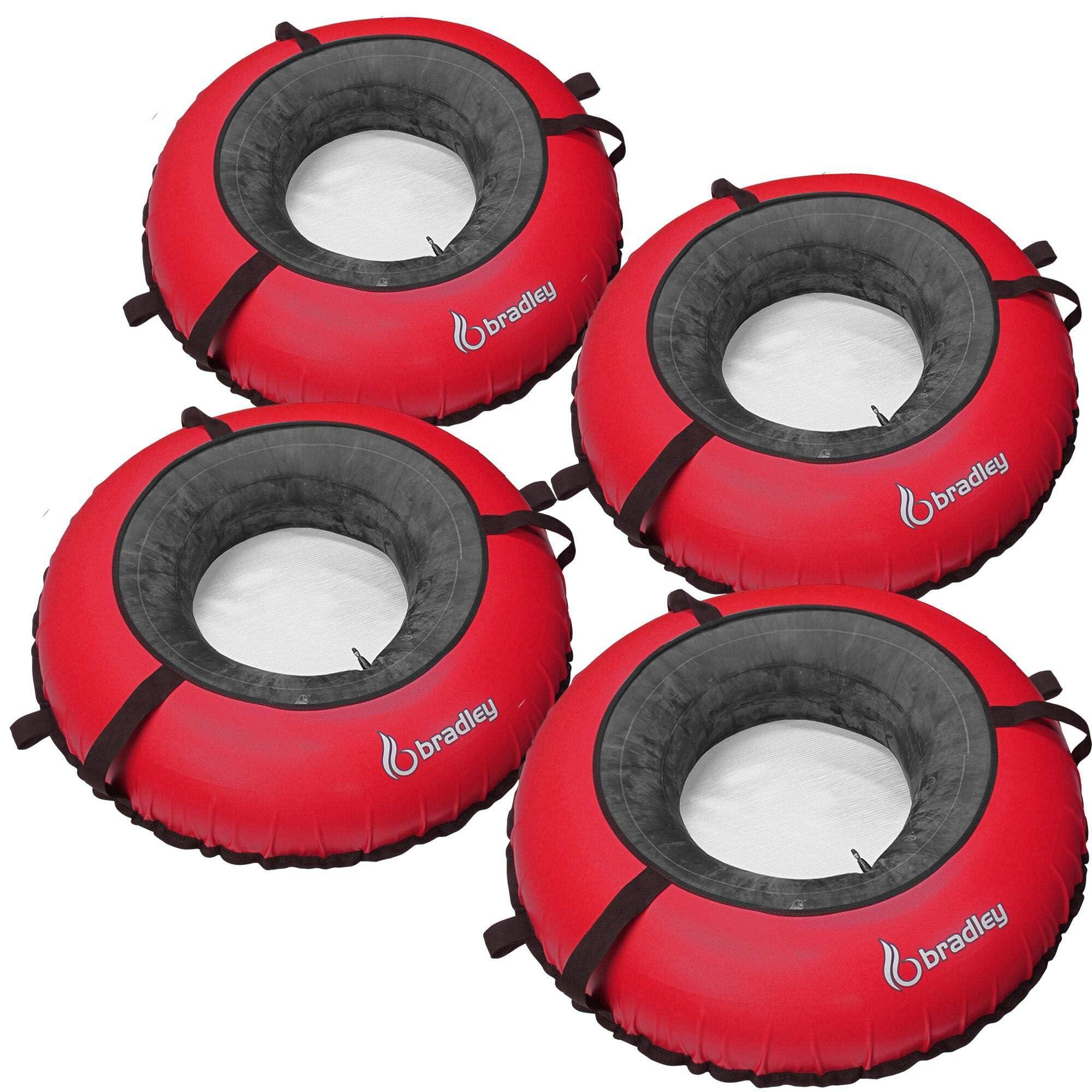 Bradley Pack of Four Bradley Heavy Duty Tubes for Floating The River; Whitewater Water Tube; Rubber Inner Tube with Cover for River Floating; Linking Tubes for Floating The River; River raft Tube Red