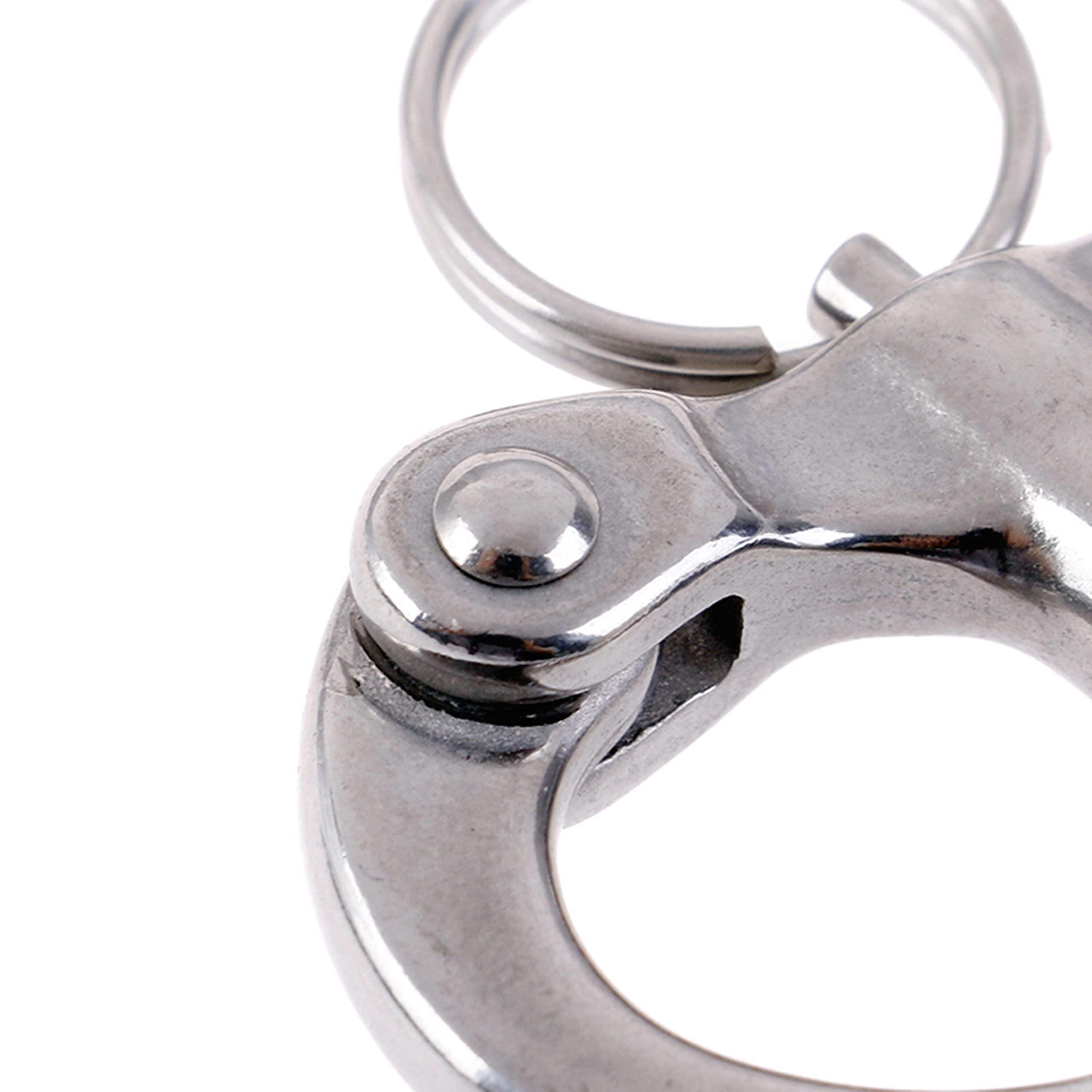 chuxing 2/4 Pcs Marine 316 Stainless Steel Fixed Eye Snap Shackle, Quick Release Boat Anchor Chain Eye Jaw Swivel Stainless Snap Shackle Hook (4, 52mm)