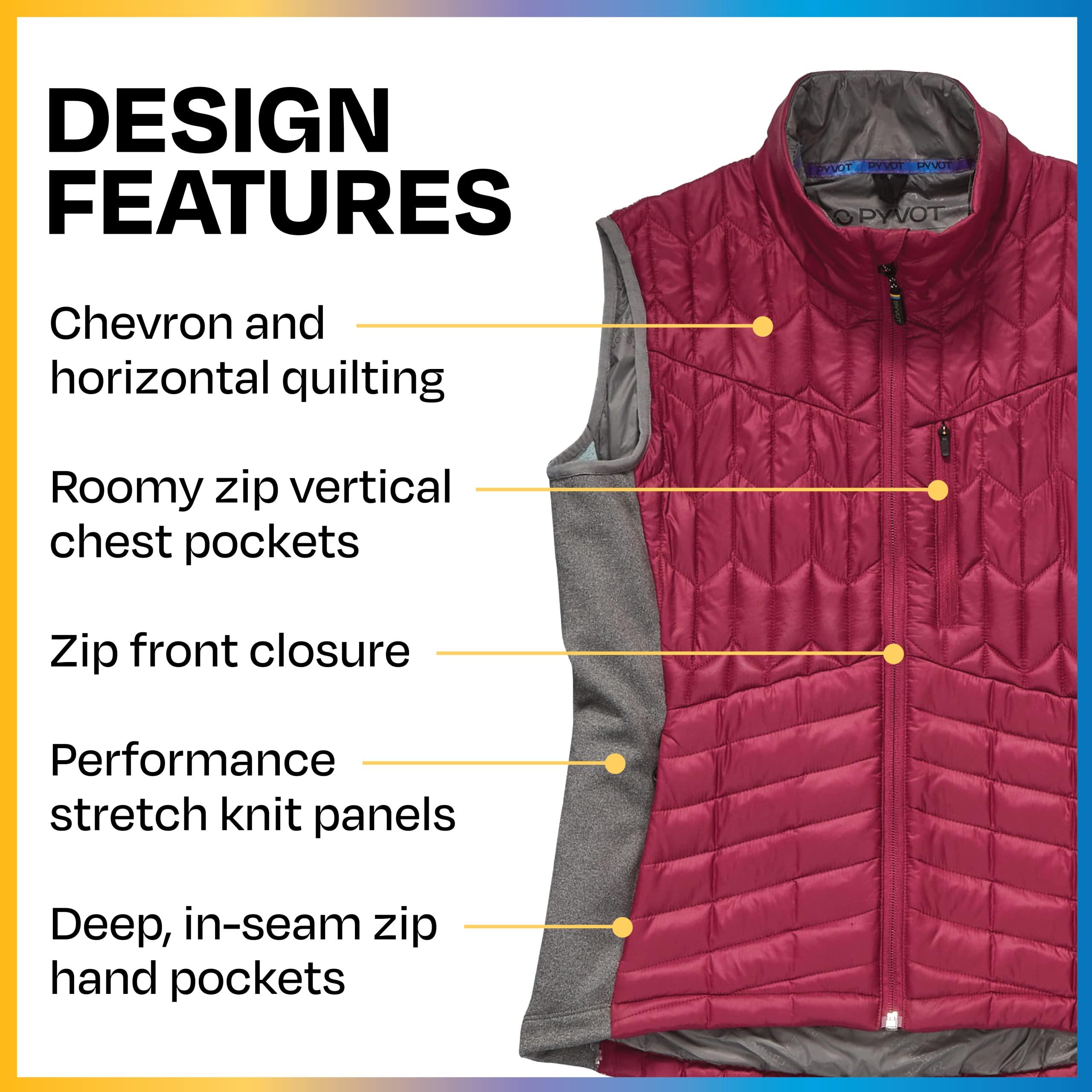 PYVOT Pyvot Womens Spark Weighted Quilted Vest, Weighted Blanket Inspired Clothing for Sensory Issues, Fitness, Stress Relief and Relaxation, Extra Small Size, Raspberry