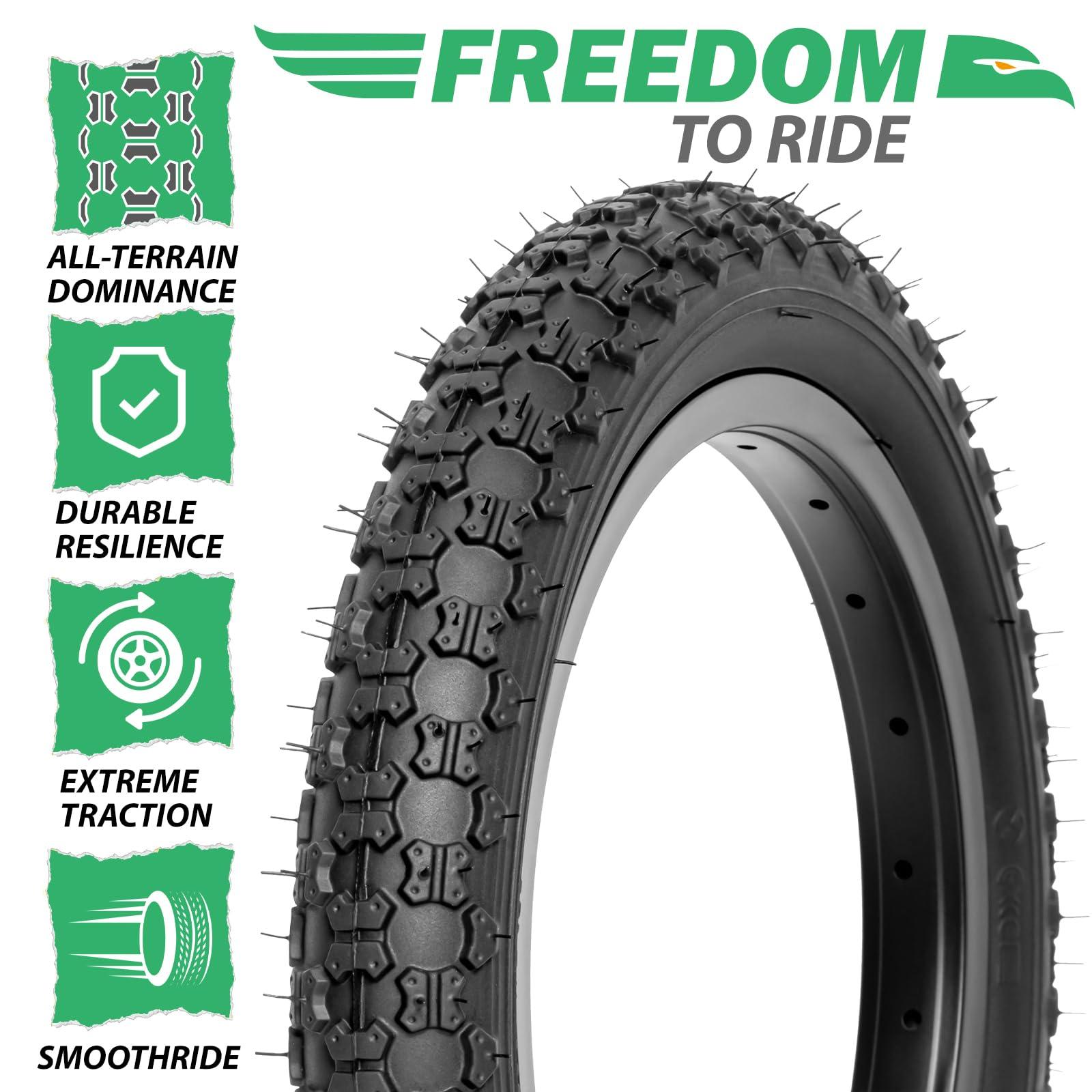MOHEGIA MOHEGIA Kids Bike Tires Replacement Set: 2-Pack 20x2.125 inch (57-406 mm) Folding Bicycle Tires and Pair 20 inch Inner Tubes Schrader Valve with Tire Levers