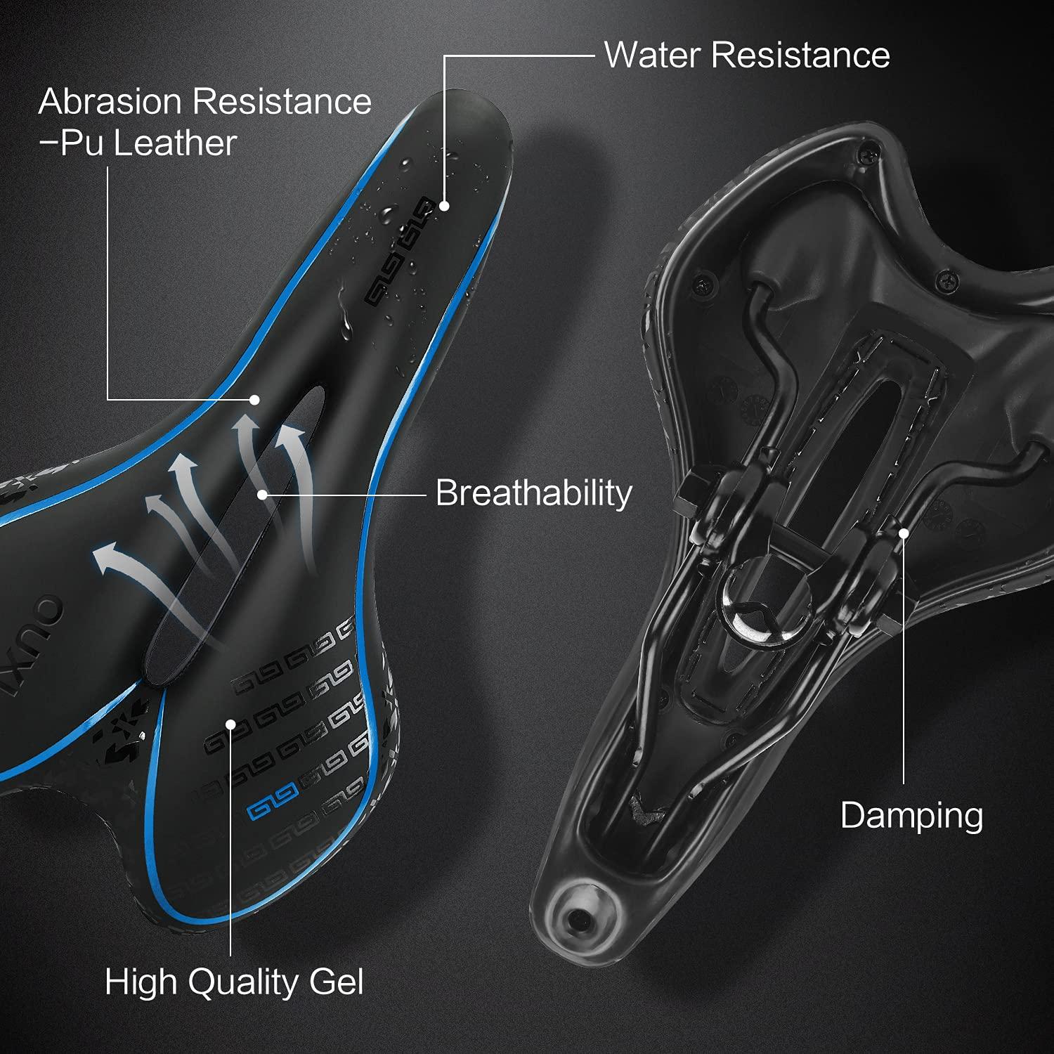 OUXI OUXI Comfort Bike Seat Comfortable Gel Bicycle Saddle Replacement Soft Padded with Shock Absorbing Waterproof for MTB Mountain Bike Road Bike Exercise Bike Men Women and Ladies - Blue