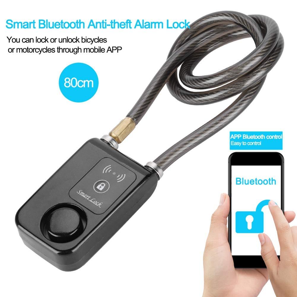 Dioche Security Lock, Combination Locks Cable Lock Secure Smart Keyless Anti-Theft Bluetooth Cable Lock, 80cm Lock Cable Waterproof 110dB Wire Rope Alarm Lock