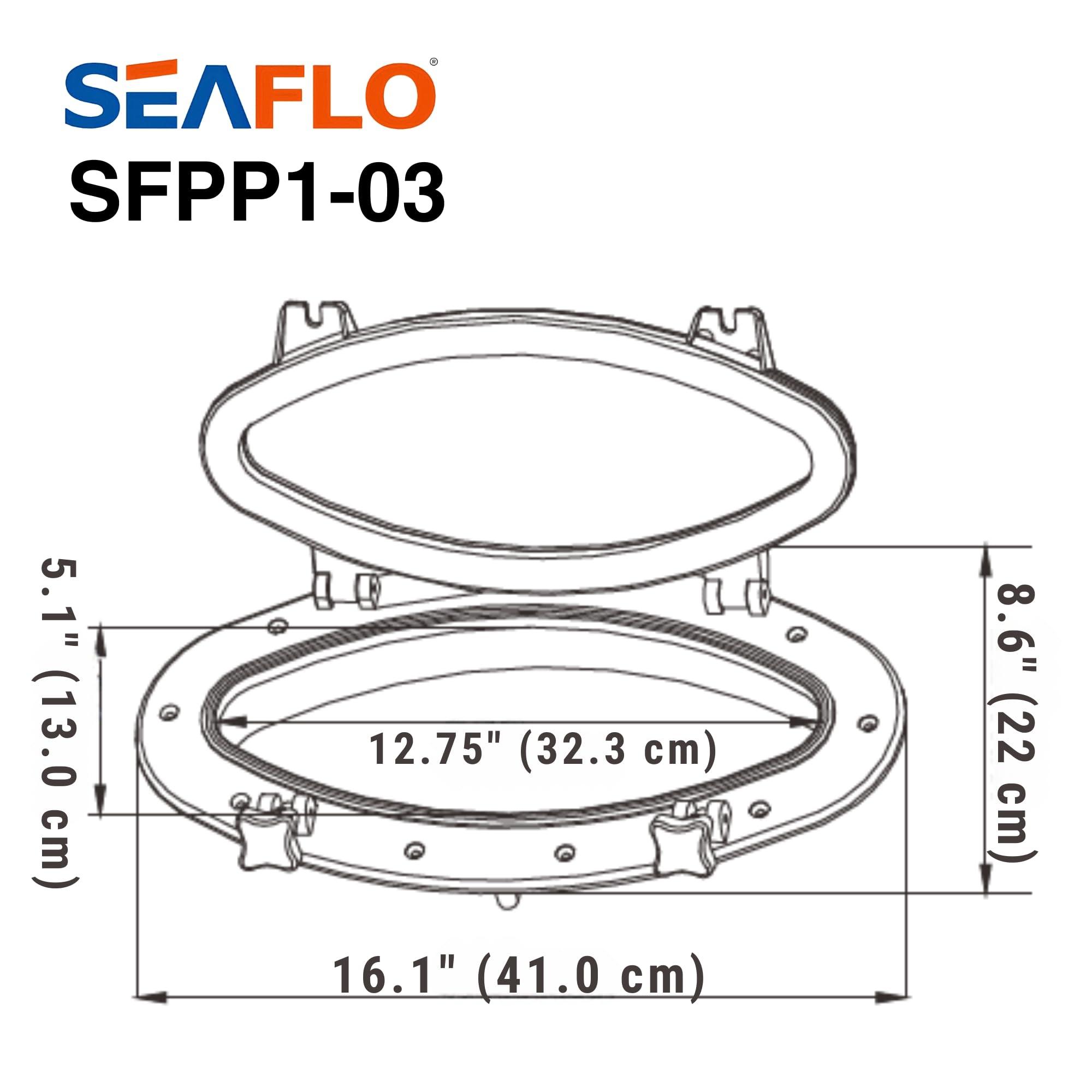 SEAFLO SEAFLO 16.1\" x 8.6\" Elliptical Oval Porthole Portlight Window - ABS Plastic & Tempered Glass, White, for Boat, Yacht, and Marine Applications