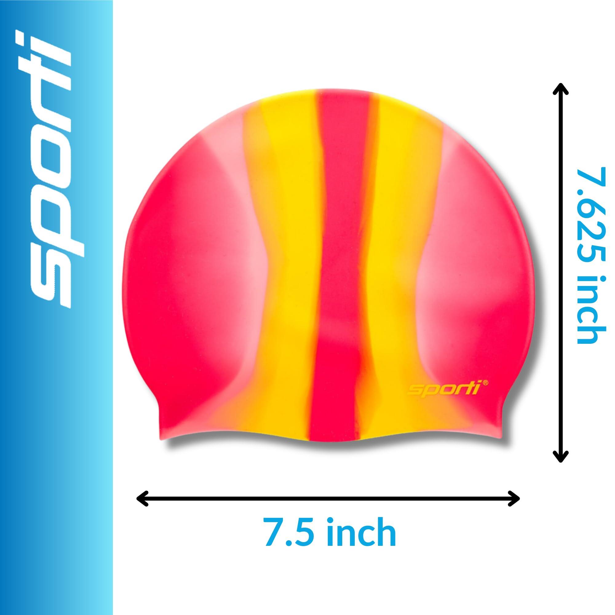Sporti Sporti Multi Color Silicone Swim Cap - Pink/Yellow Sorbet