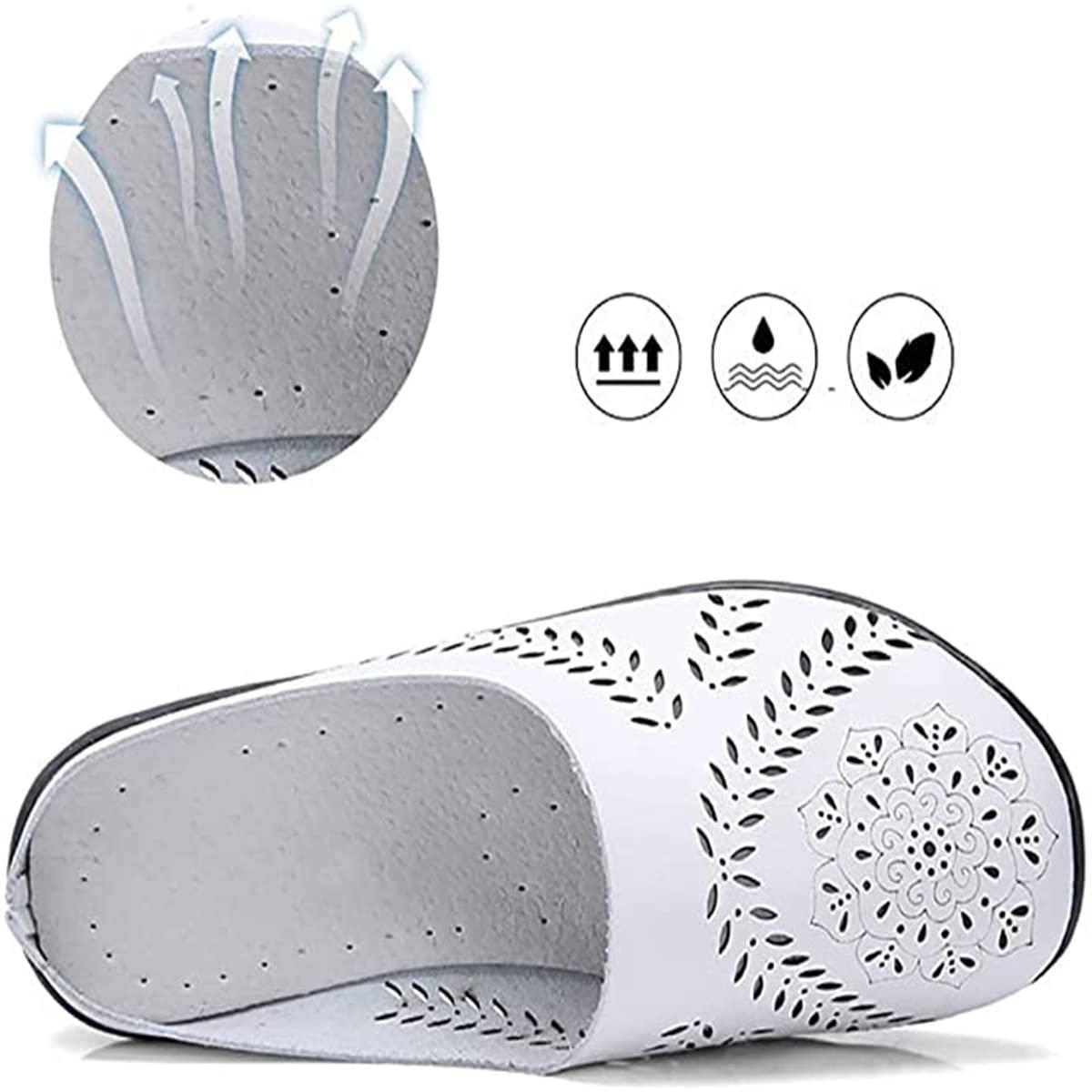 MiNGQIU MiNGQIU Owlkay Casual All-Match Hollow Slippers,Women's Low Top Flat Leather Sandals Women's Comfortable Slip-on Loafer Shoes,Sandals Flats for Women Slip-on Loafer. (Yellow,9)