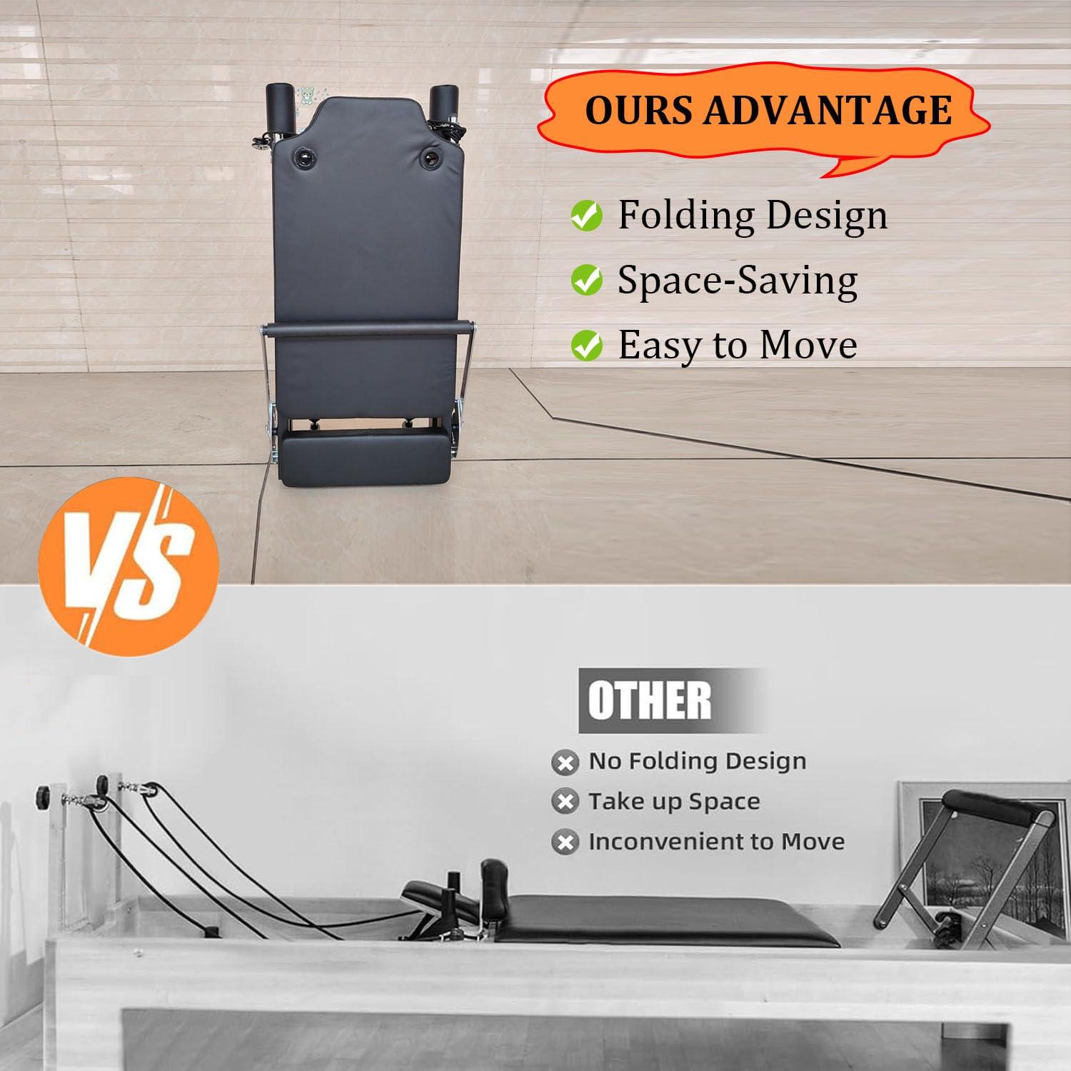 PUSHIZHIGUANG Foldable Pilates Reformer, Pilates Reformer Machine for Home,Pilates Reformer with Springs,Pilates Machine for Gym Workout and Home Use,Suitable for Yoga & Pilates Fans (Black A)