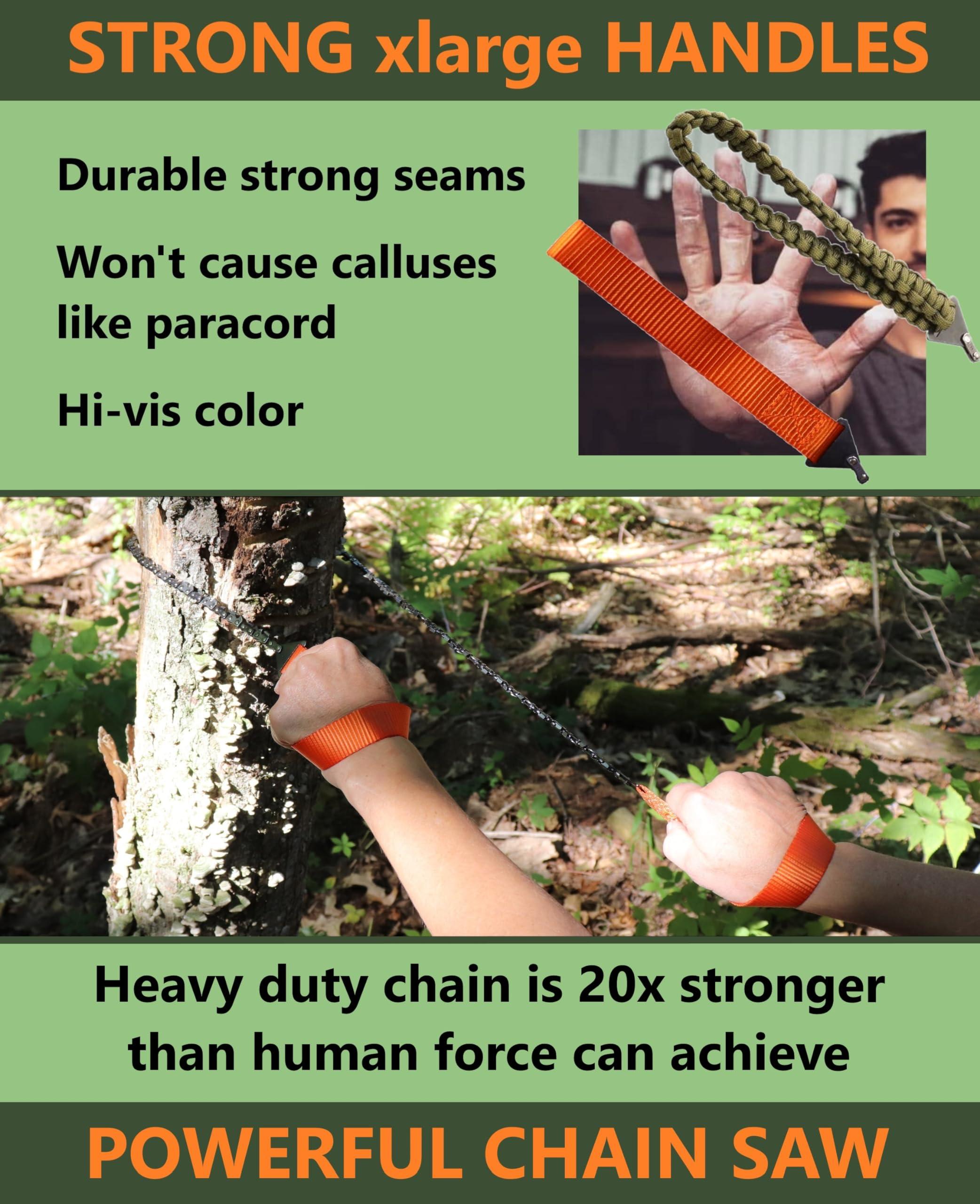 Roadfare Pocket Chainsaw - 36 Inch Manual Hand Chain Saw - Pocket Saw with 48 Bidirectional Teeth - Camping Saw Survival Saw For Fast Easy Cutting - Wire Saw - Rope Saw - Cable Saw - Backpacking Gear Camp Saw