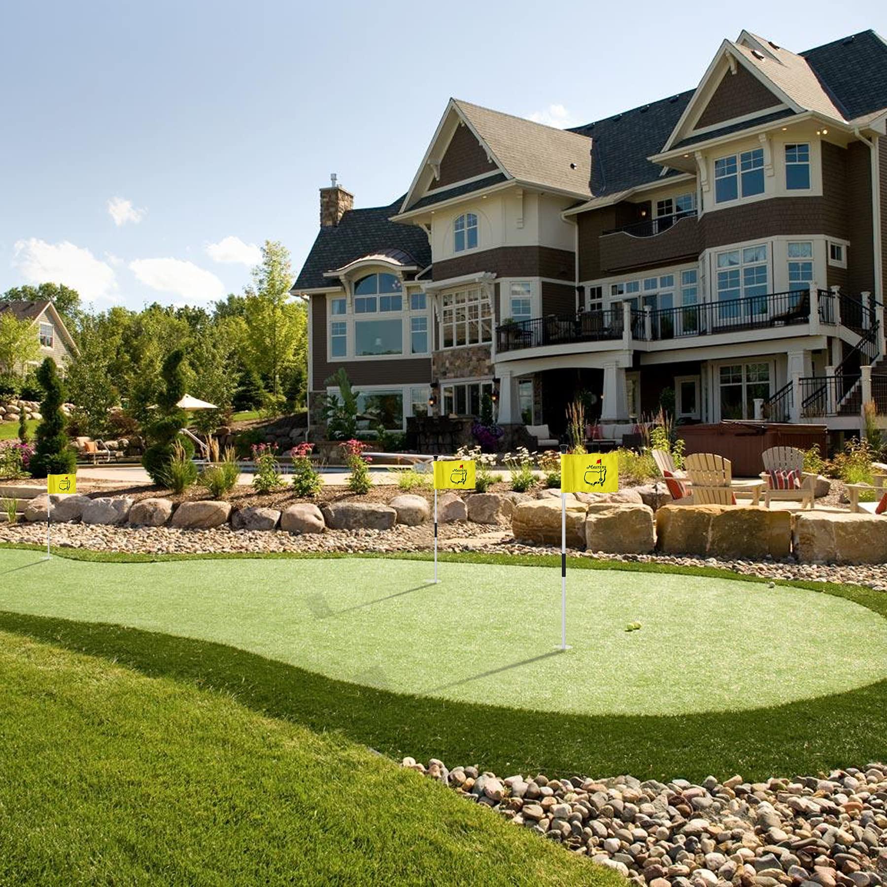 COGOLFING CoGolfing Augusta National Golf Flag Mini, 8x6 Inch, Double-Sided Silk-Screened, Fade-Resistant 420D Nylon, Ideal for Backyard Practice Putting Green, Yellow, 3-Pack