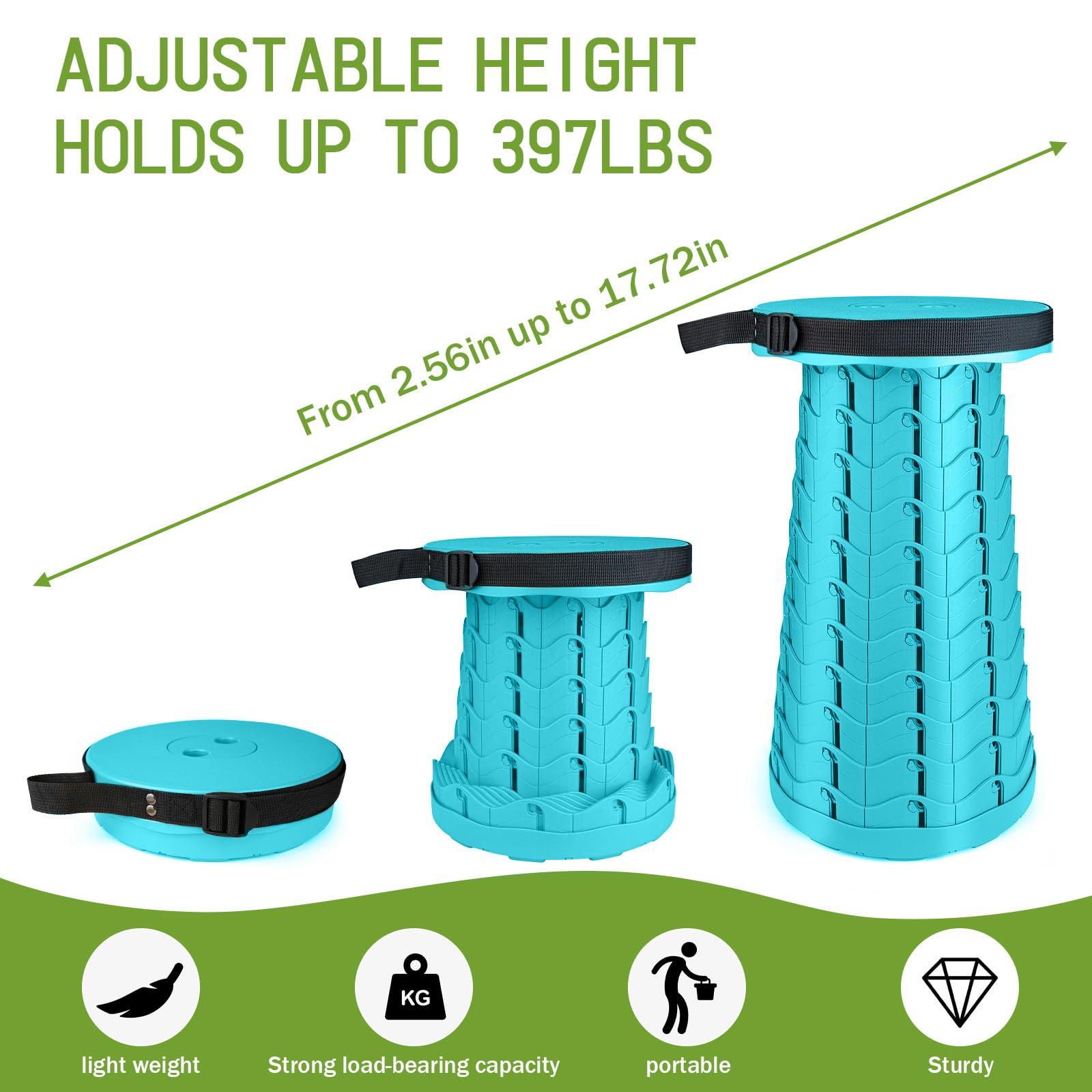 Deer\'s Life Deer\'s Life Portable Collapsible Stool with Cushion Pad, Retractable Folding Telescopic Camping Seat for Adults, Small Lightweight Sturdy Adjustable Stools for Travel,Kitchen,Garden,Fishing