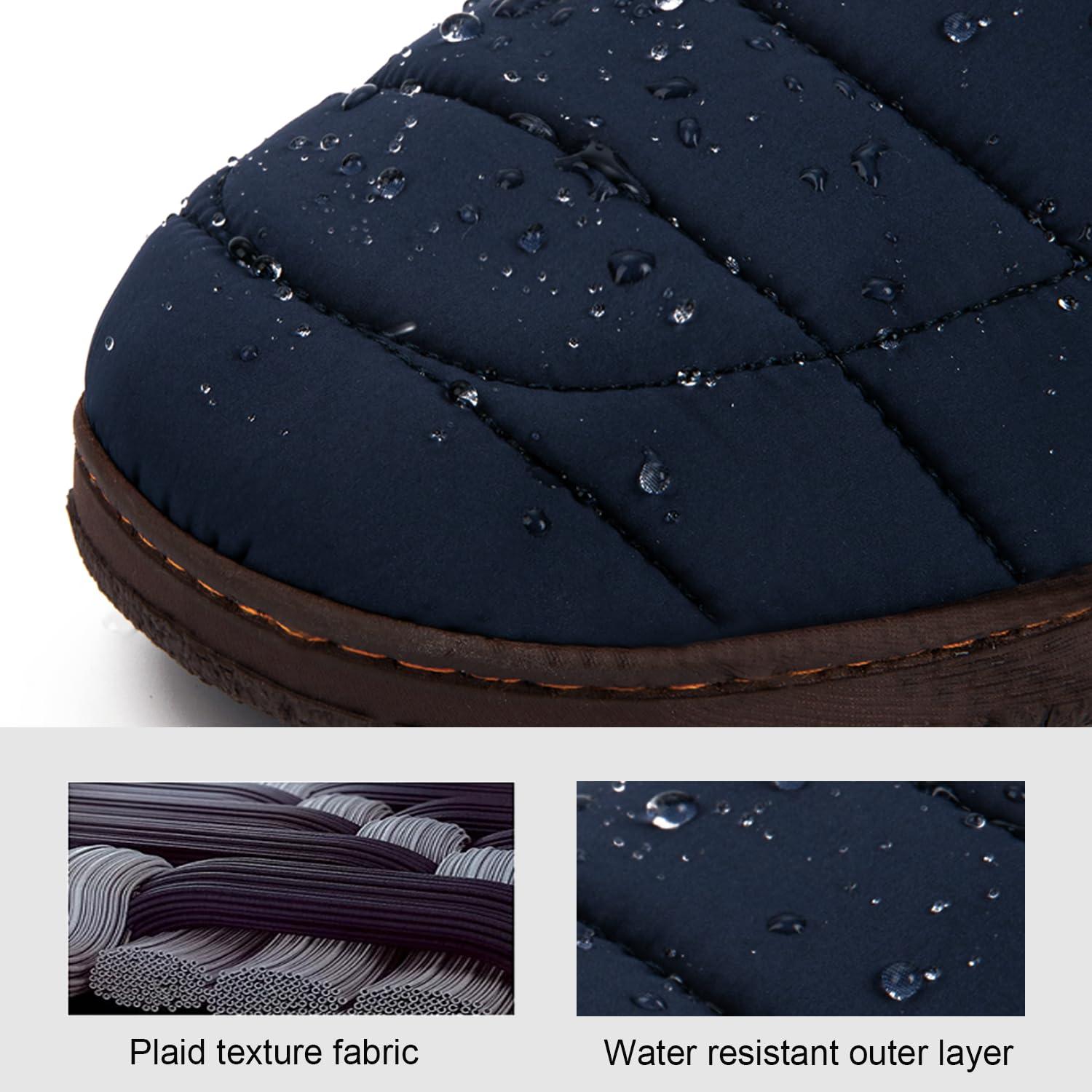 LongBay LongBay Men's Outdoor Slippers Two Tone Memory Foam Slip On Indoor House Shoes bedroom Loafers Navy Blue, 9